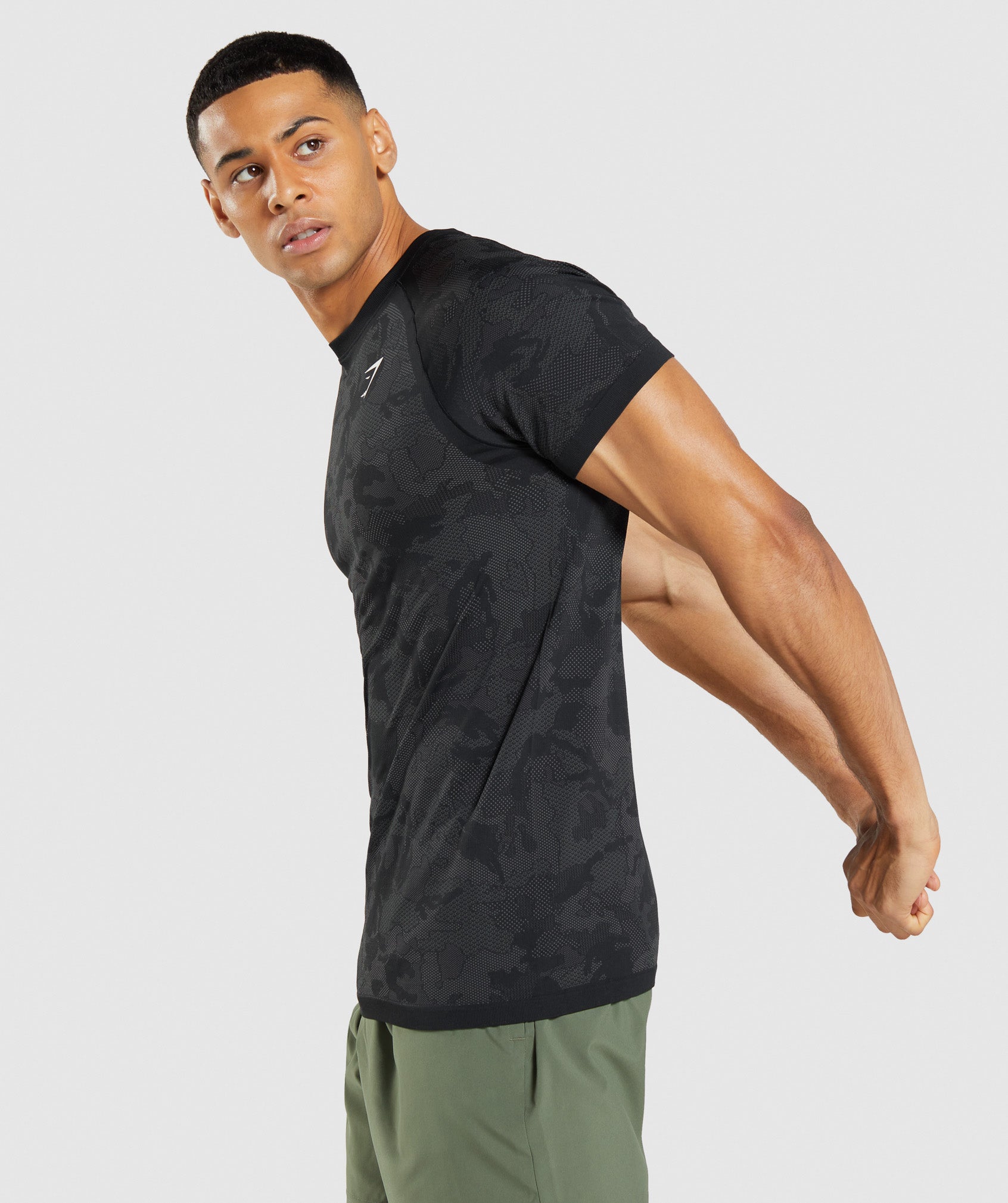 Camiseta Gymshark Geo Seamless Hombre Negras Gris | 4150268-VR