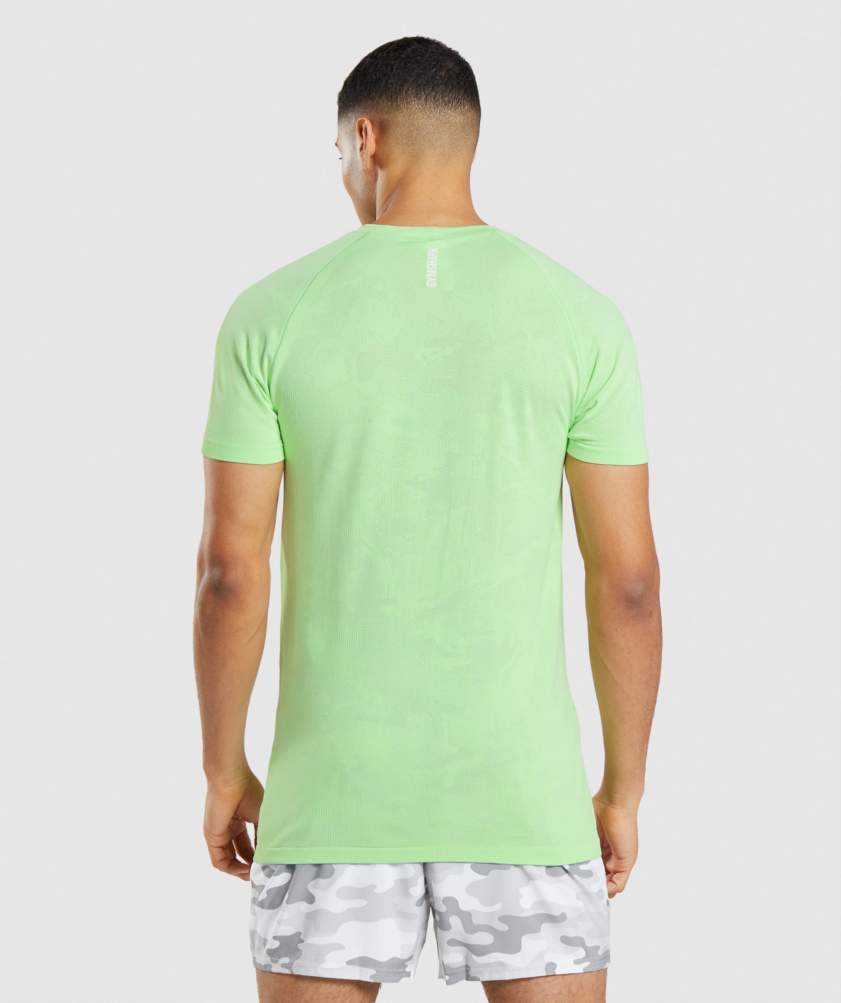 Camiseta Gymshark Geo Seamless Hombre Verde Blancas | 7309681-SH