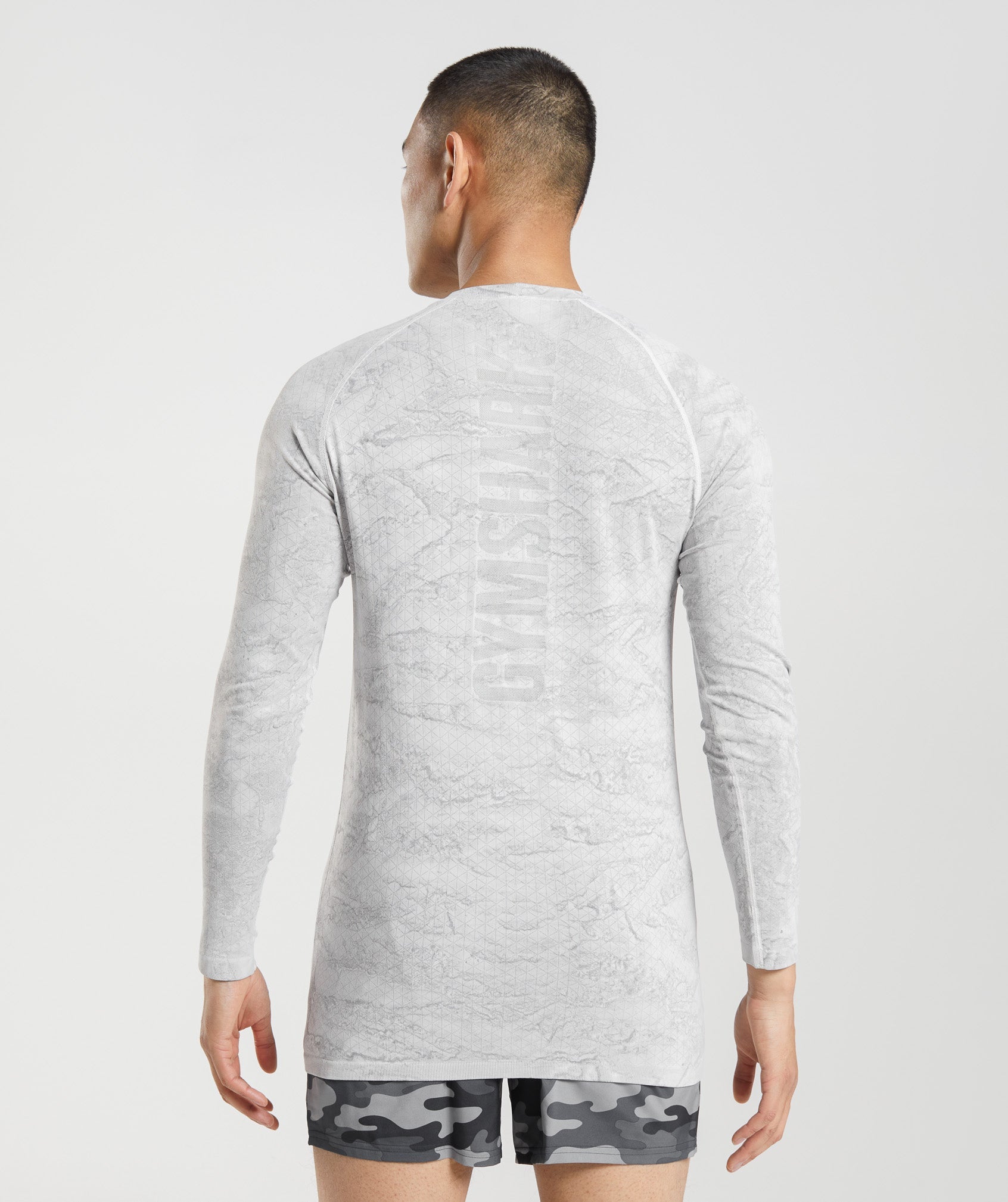 Camiseta Gymshark Geo Seamless Long Sleeve Hombre Blancas Gris Claro | 1769280-UO