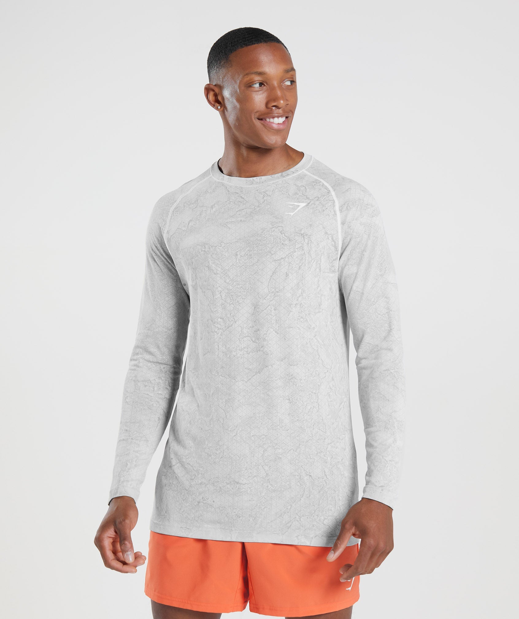 Camiseta Gymshark Geo Seamless Long Sleeve Hombre Blancas Gris Claro | 3487190-KW