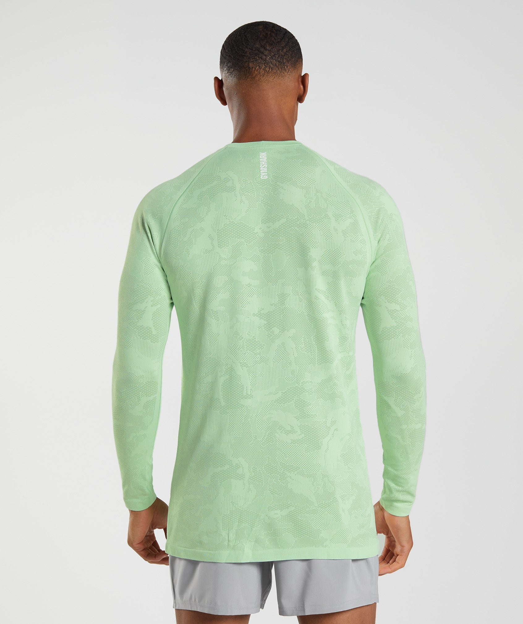 Camiseta Gymshark Geo Seamless Long Sleeve Hombre Verde Verde | 3957028-PW