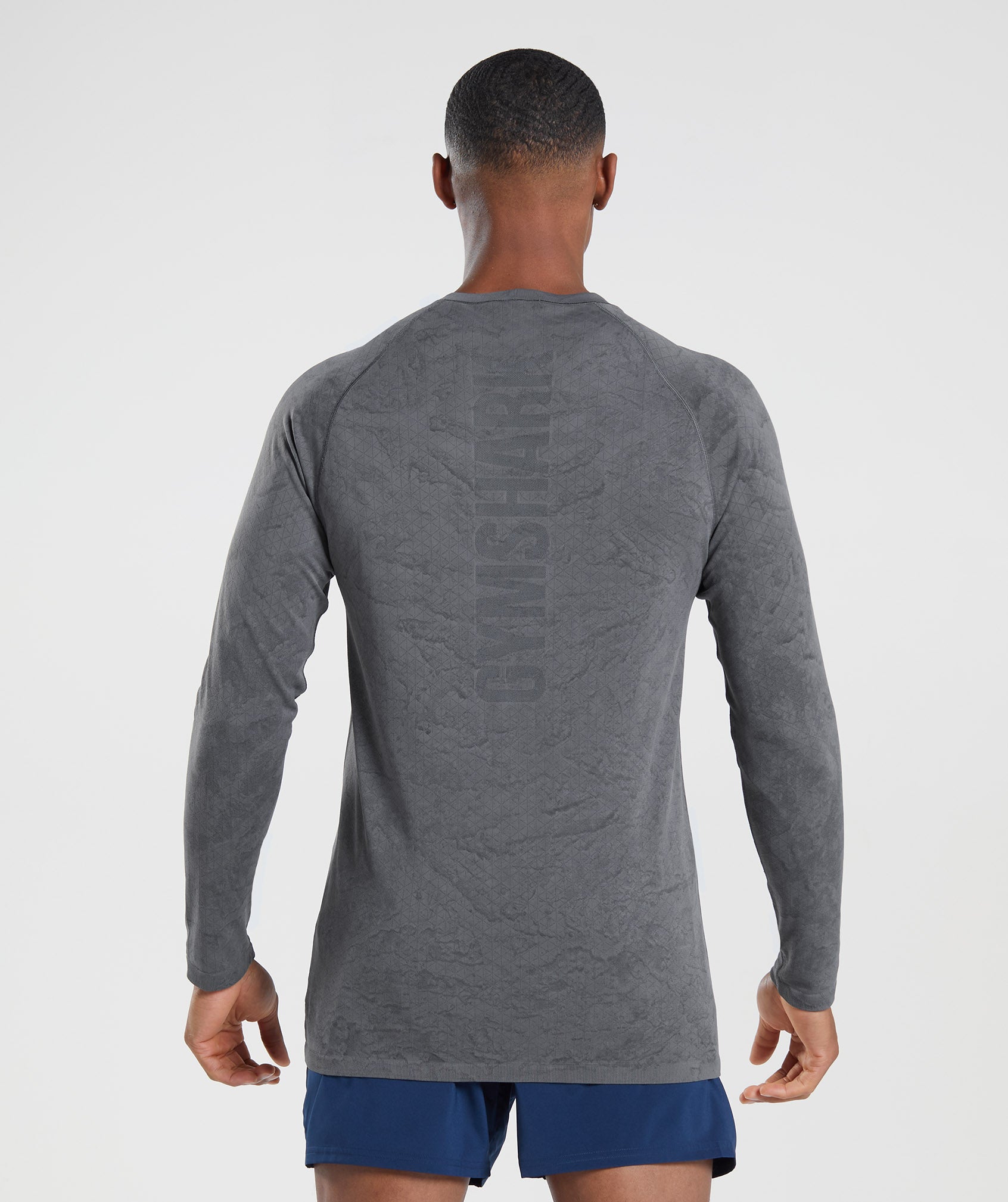 Camiseta Gymshark Geo Seamless Long Sleeve Hombre Gris Negras | 8204715-ET