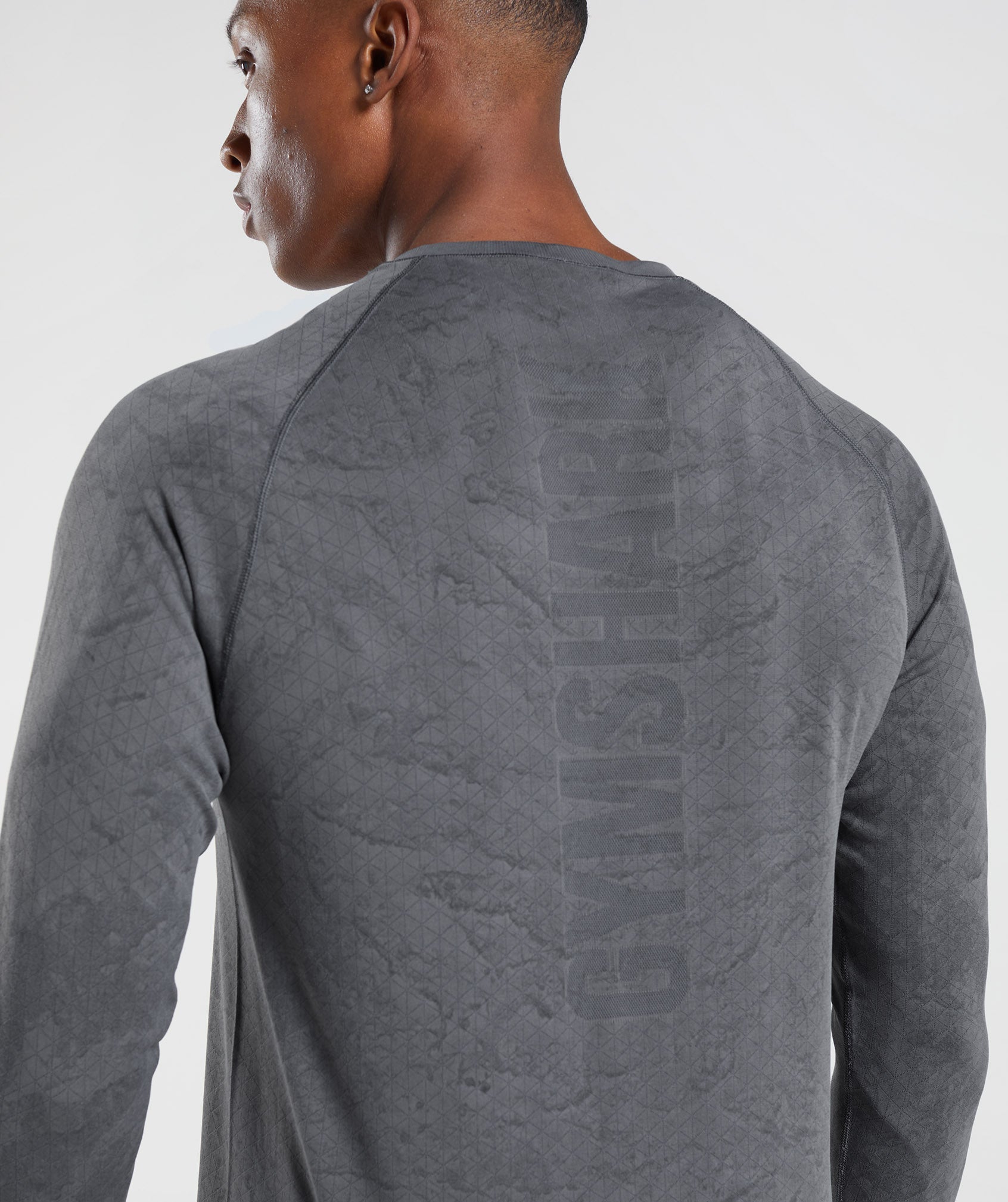 Camiseta Gymshark Geo Seamless Long Sleeve Hombre Gris Negras | 8204715-ET