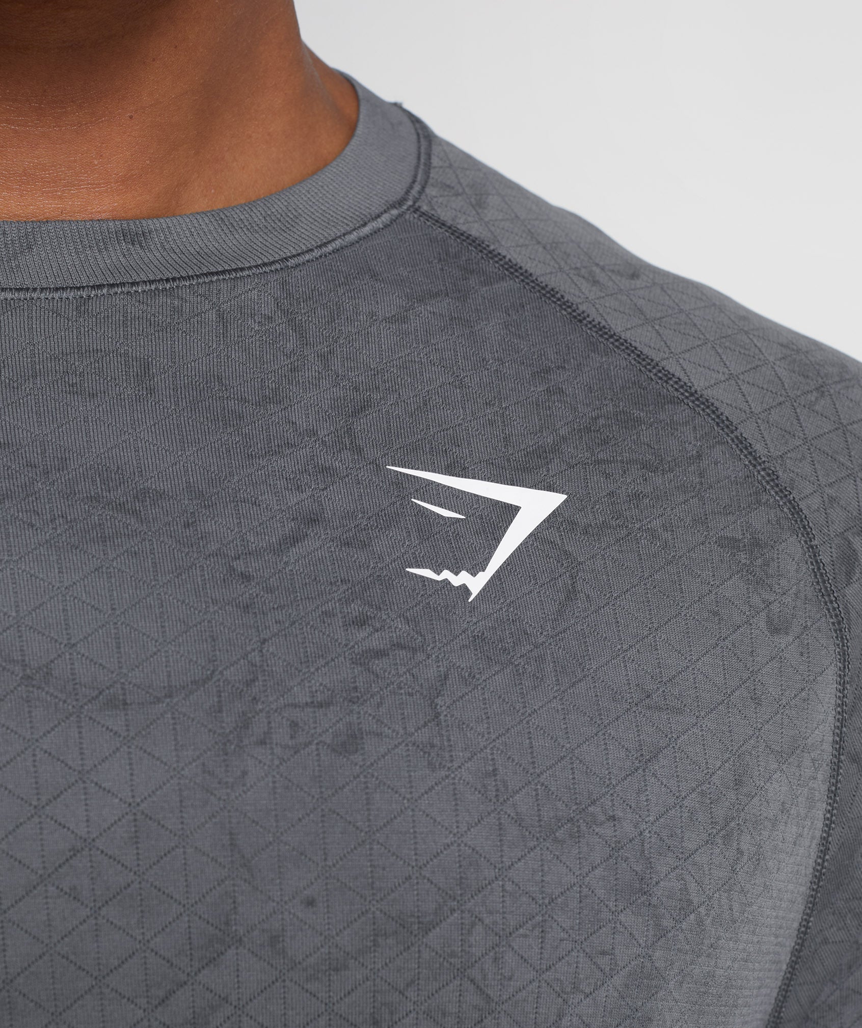 Camiseta Gymshark Geo Seamless Long Sleeve Hombre Gris Negras | 8204715-ET