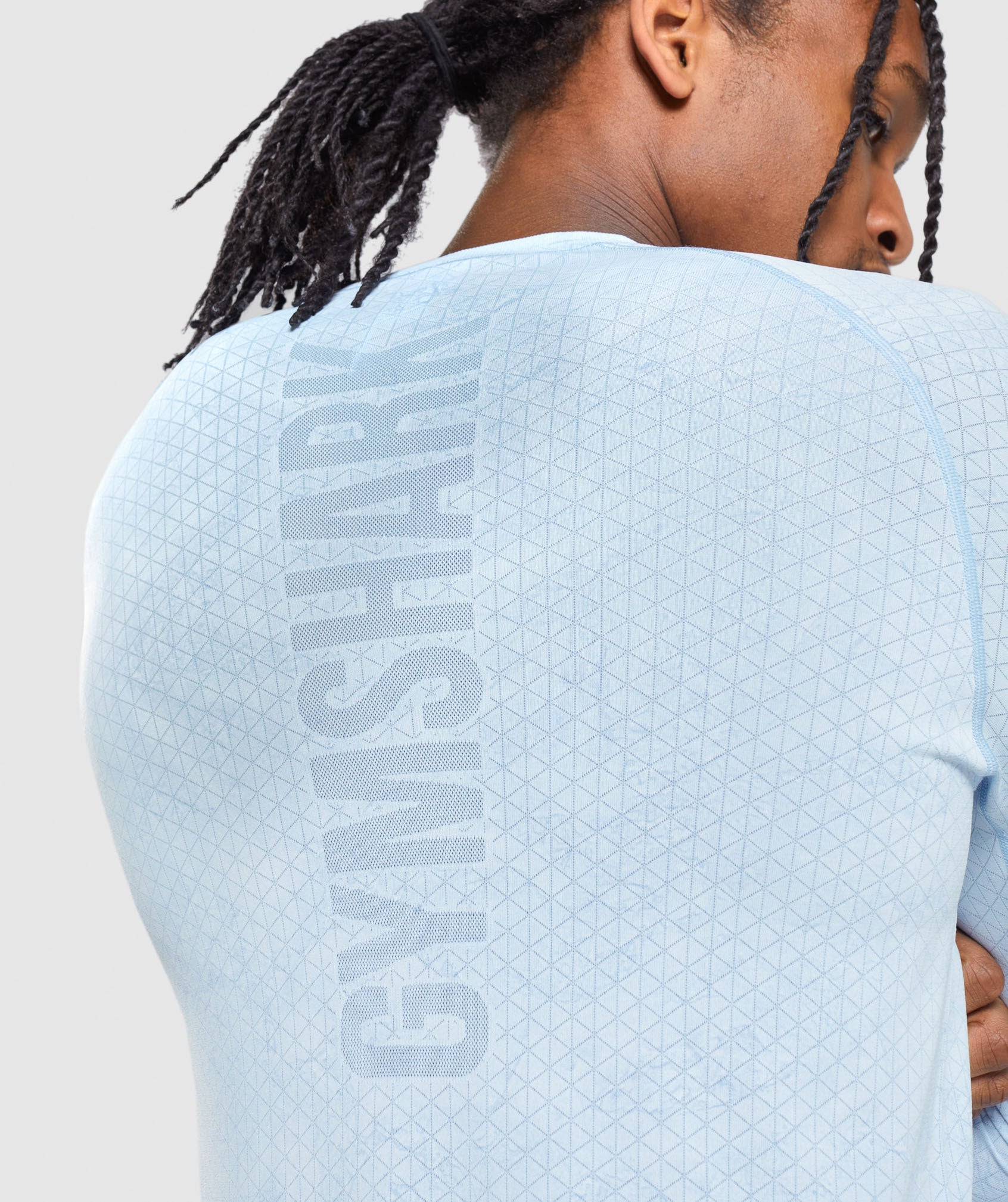 Camiseta Gymshark Geo Seamless Long Sleeve Hombre Blancas Azules | 9805312-XY