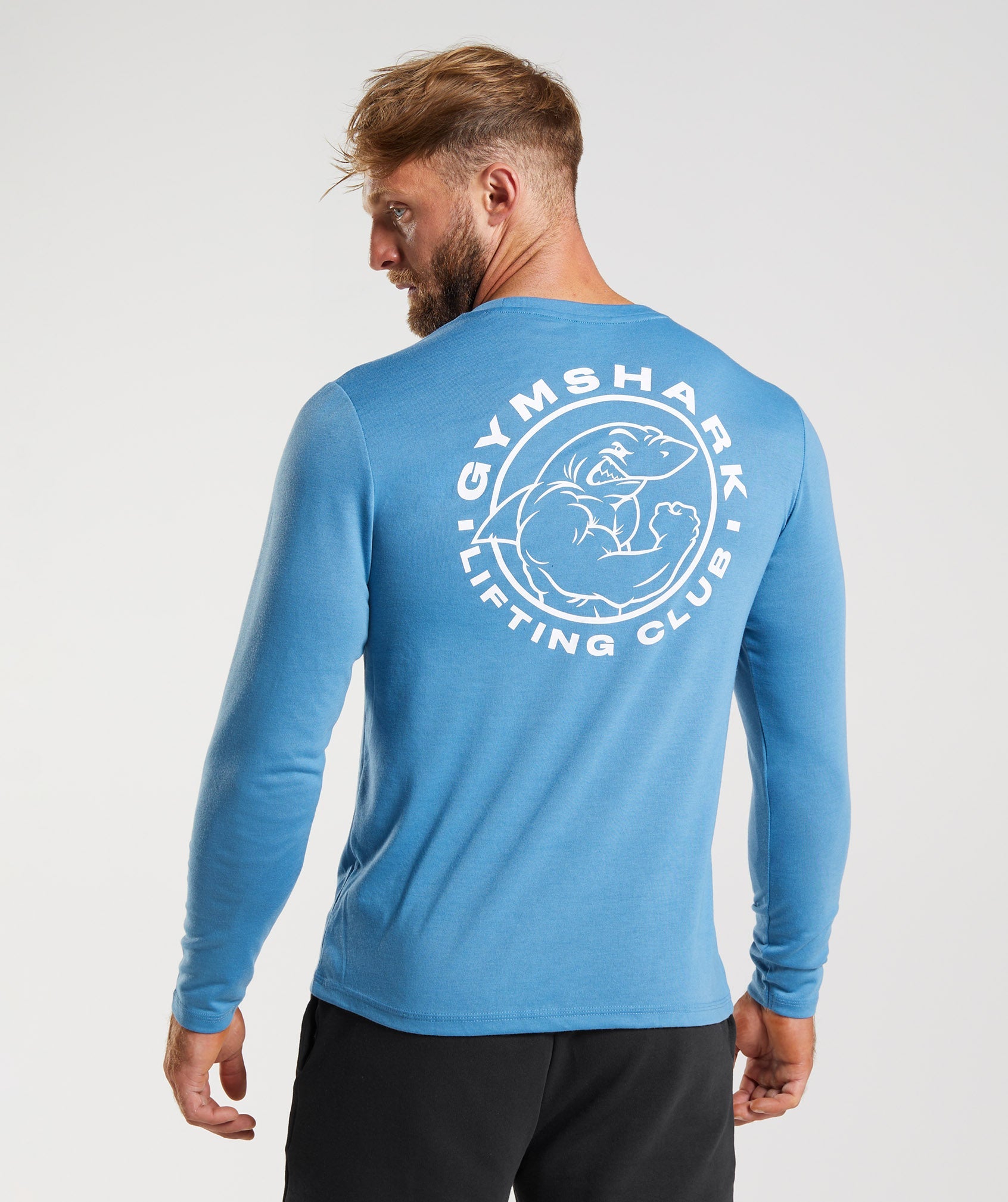 Camiseta Gymshark Legacy Long Sleeve Hombre Azules | 3497581-ID