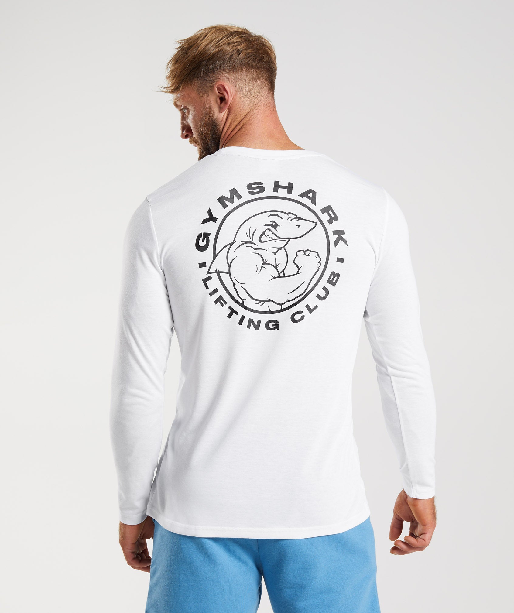 Camiseta Gymshark Legacy Long Sleeve Hombre Blancas | 7185249-QM