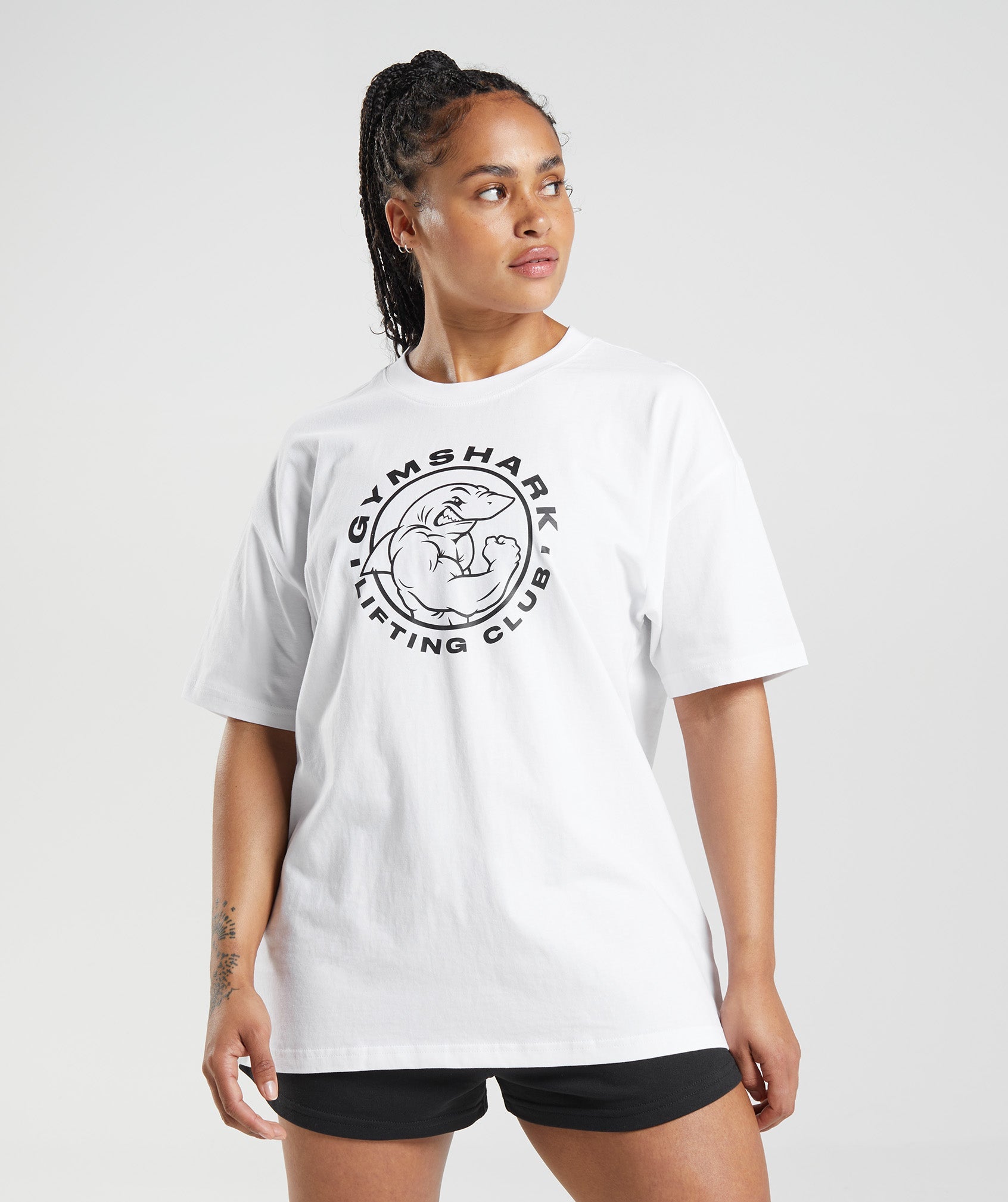 Camiseta Gymshark Legacy Oversized Mujer Blancas | 6852730-JT