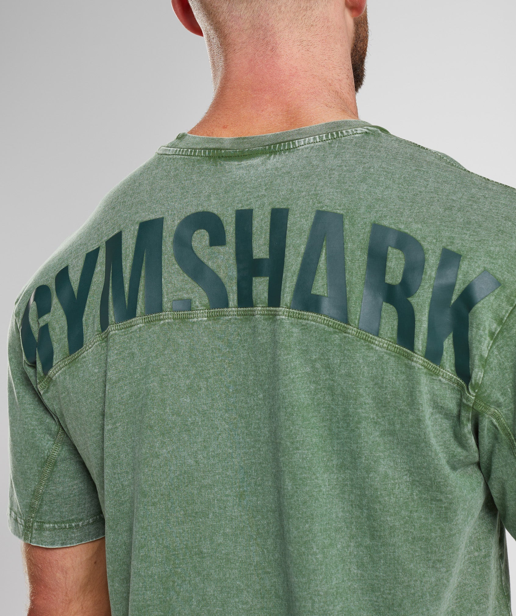 Camiseta Gymshark Power Washed Hombre Verde | 6190453-QE