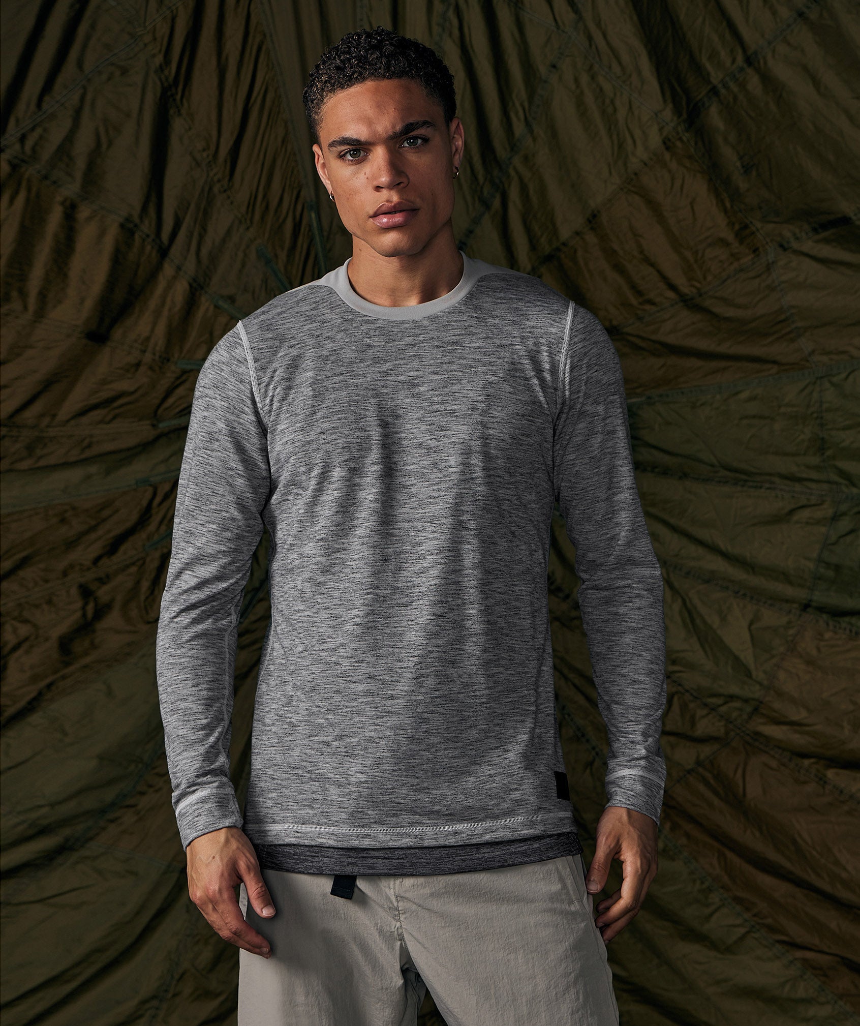 Camiseta Gymshark Retake Long Sleeve Hombre Gris Oscuro | 8547013-AL