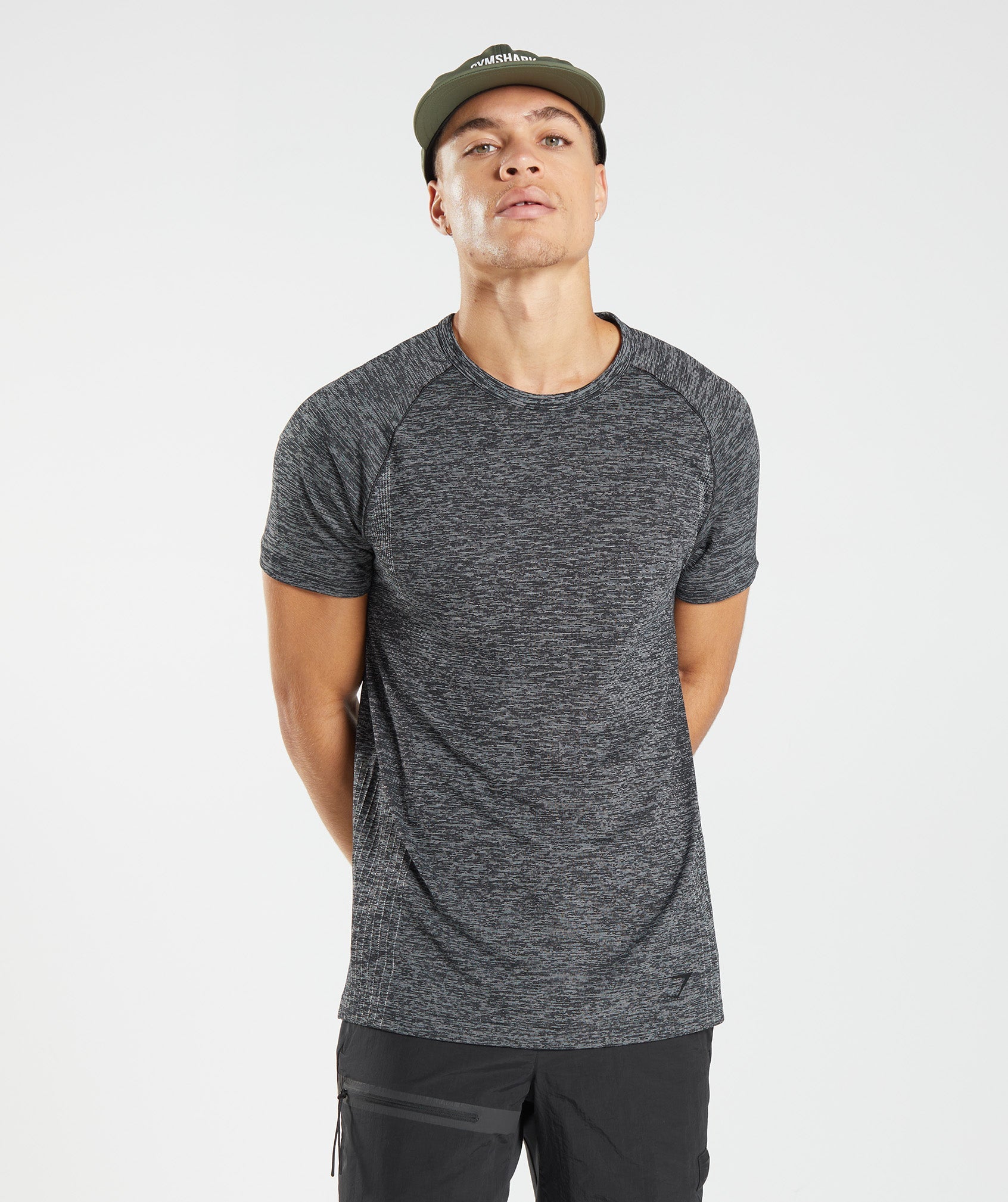 Camiseta Gymshark Retake Seamless Hombre Negras Blancas | 2370864-RS