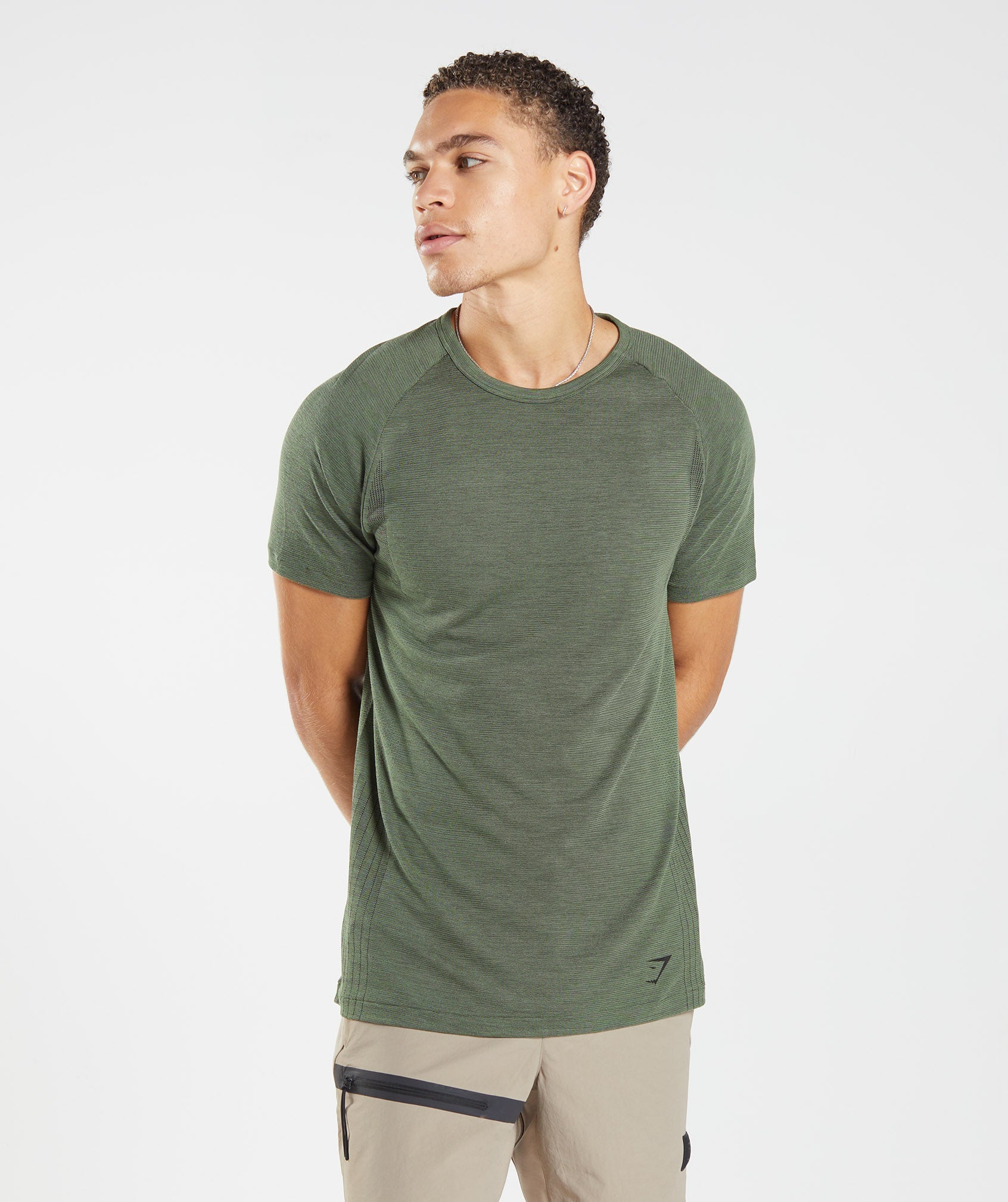 Camiseta Gymshark Retake Seamless Hombre Verde Oliva Negras | 5674289-ML