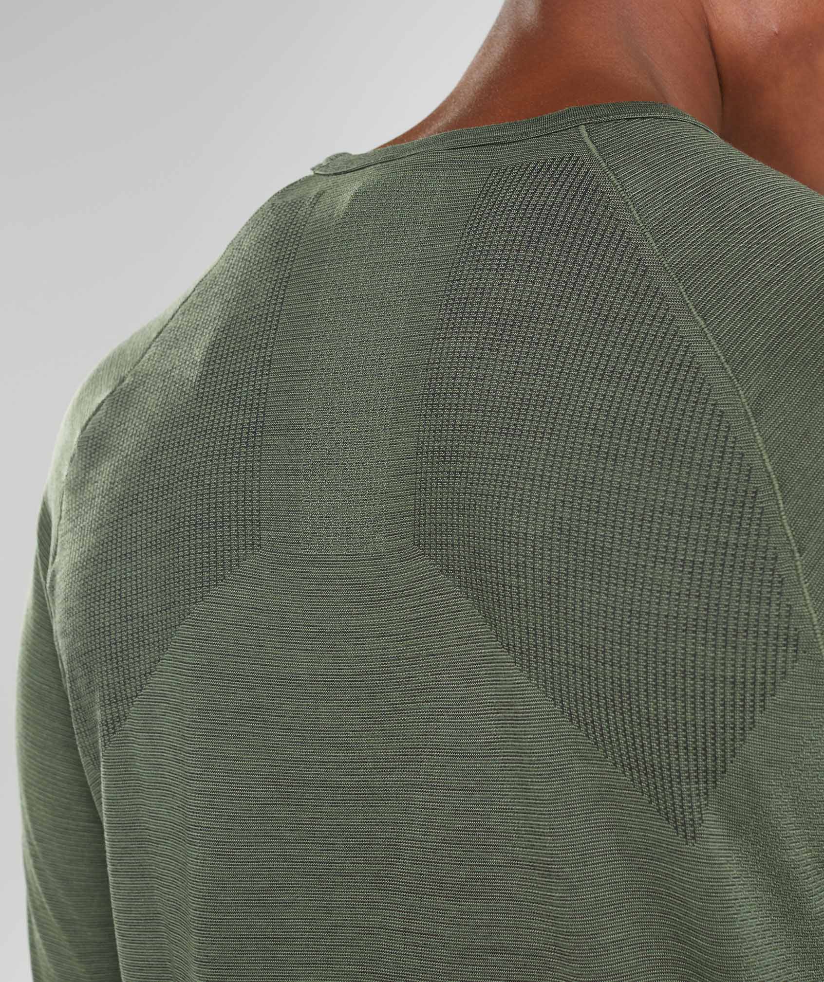 Camiseta Gymshark Retake Seamless Long Sleeve Hombre Verde Oliva | 3952671-GZ