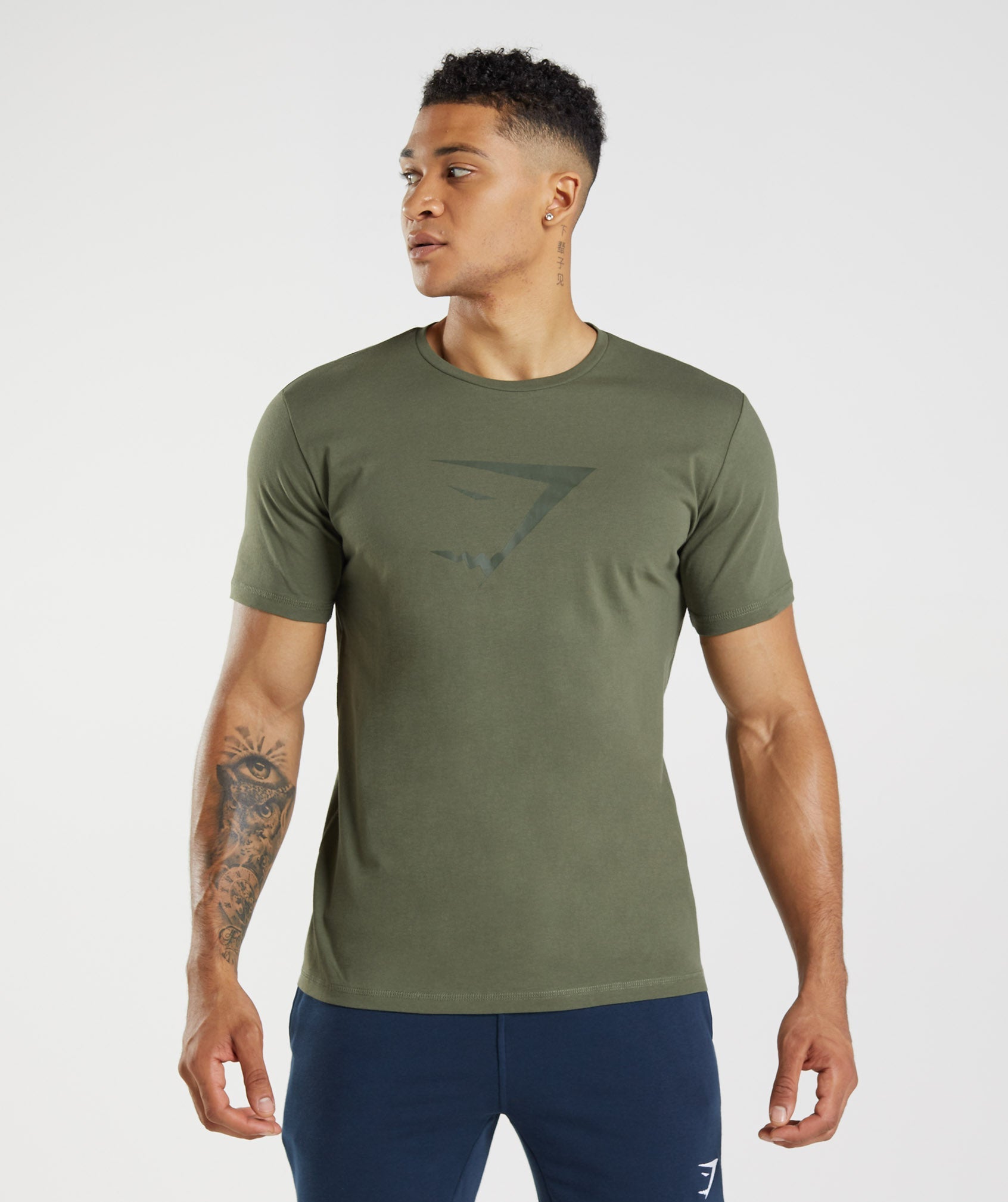 Camiseta Gymshark Sharkhead Infill Hombre Verde Oliva | 5028413-XK