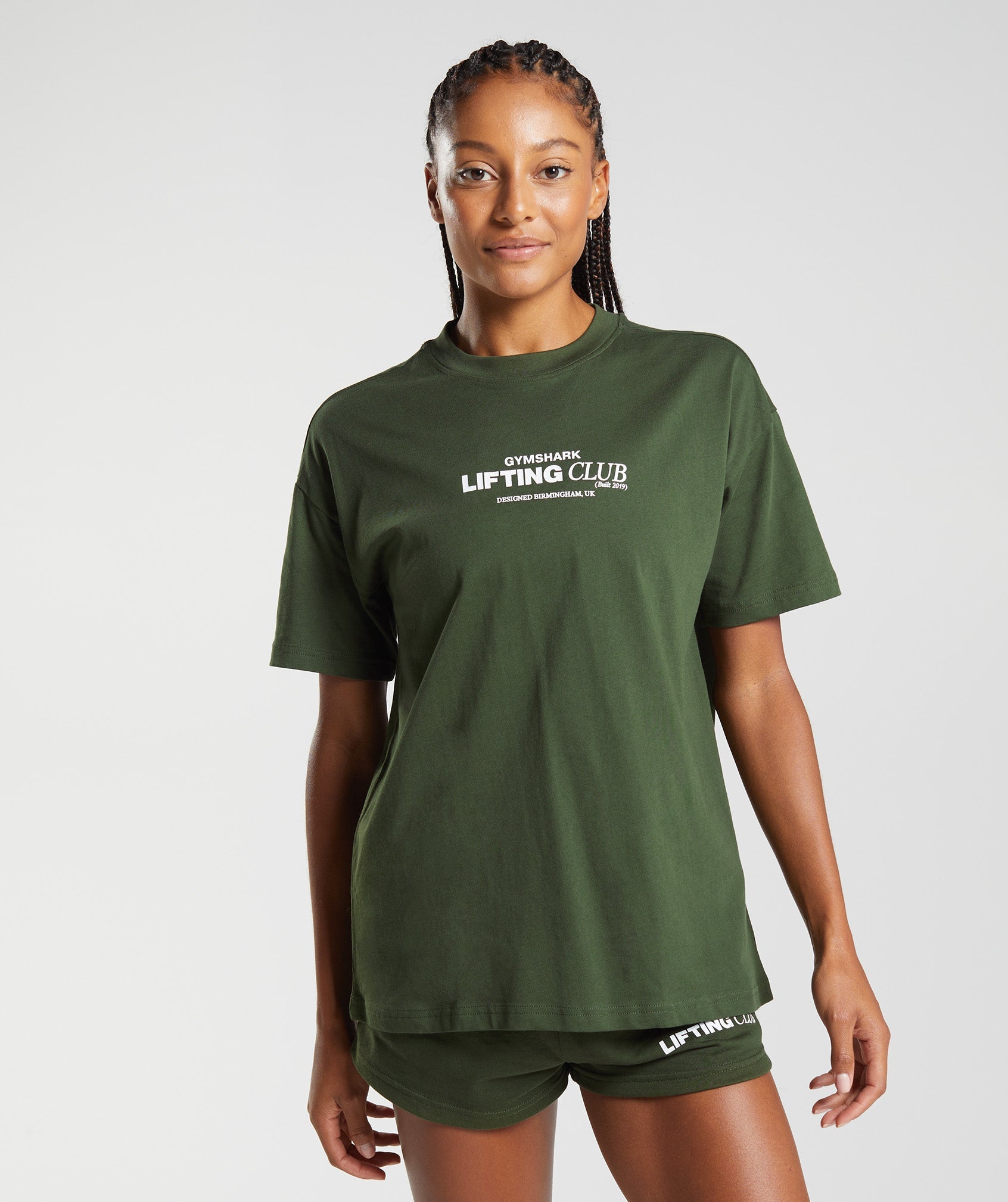 Camiseta Gymshark Social Club Oversized Mujer Verde Oliva | 0617982-ZK