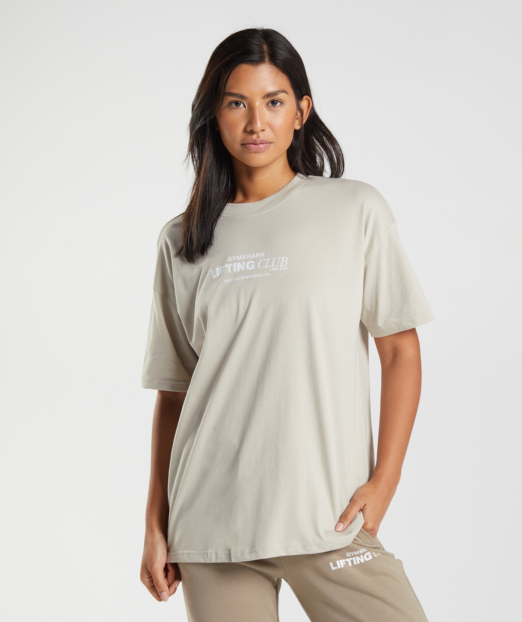 Camiseta Gymshark Social Club Oversized Mujer Gris | 8250413-KW