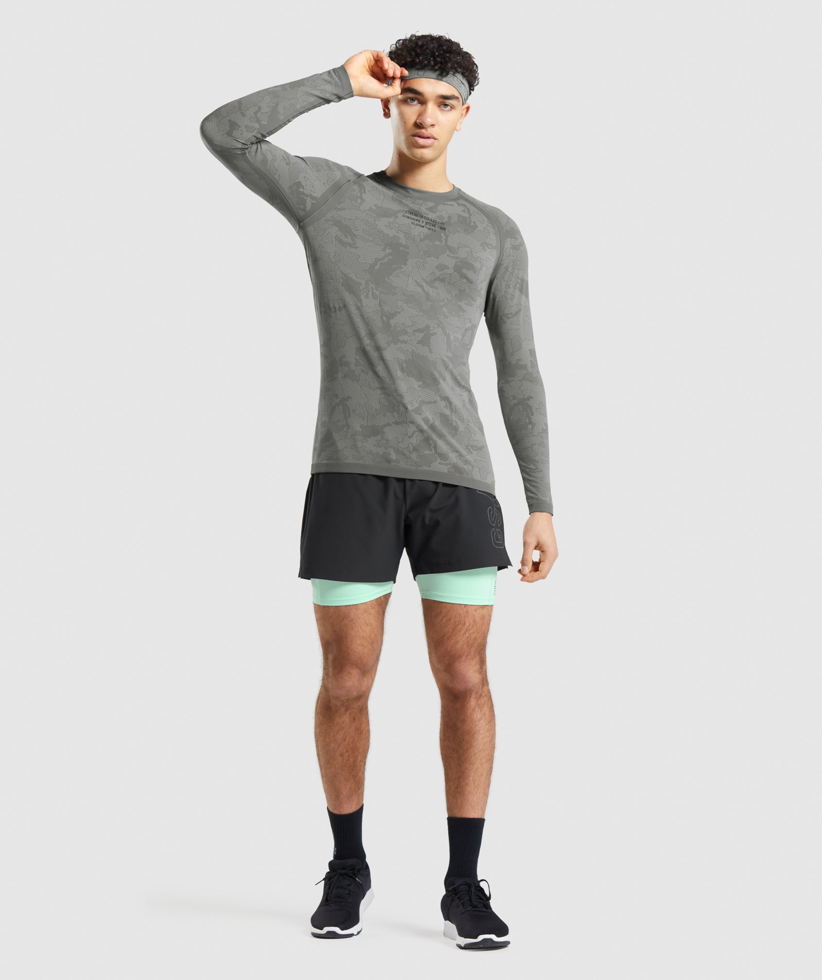 Camiseta Gymshark Steve Cook Long Sleeve Seamless Hombre Gris | 0215436-EI