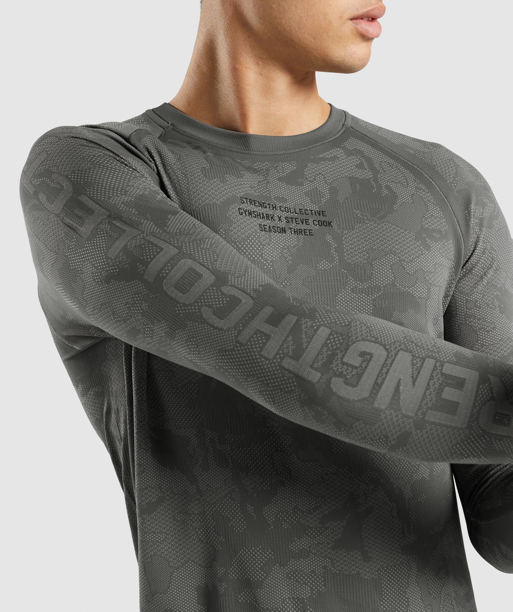 Camiseta Gymshark Steve Cook Long Sleeve Seamless Hombre Gris | 0215436-EI