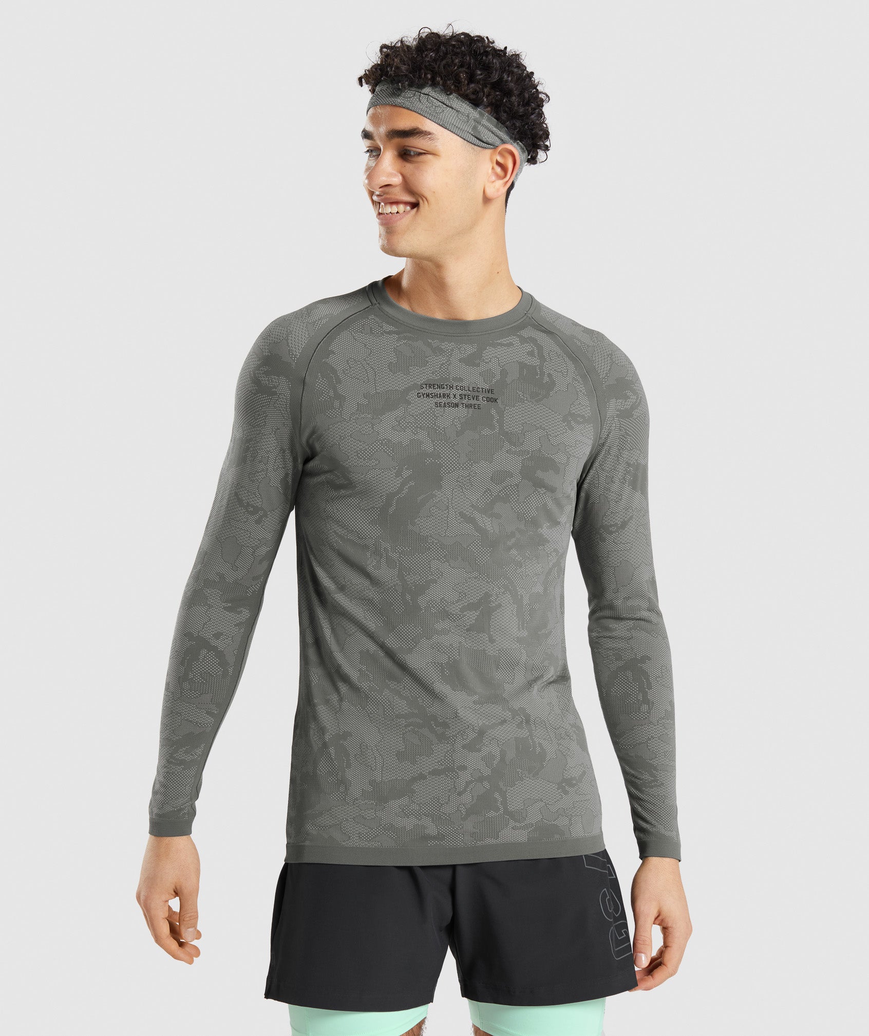 Camiseta Gymshark Steve Cook Long Sleeve Seamless Hombre Gris | 0215436-EI