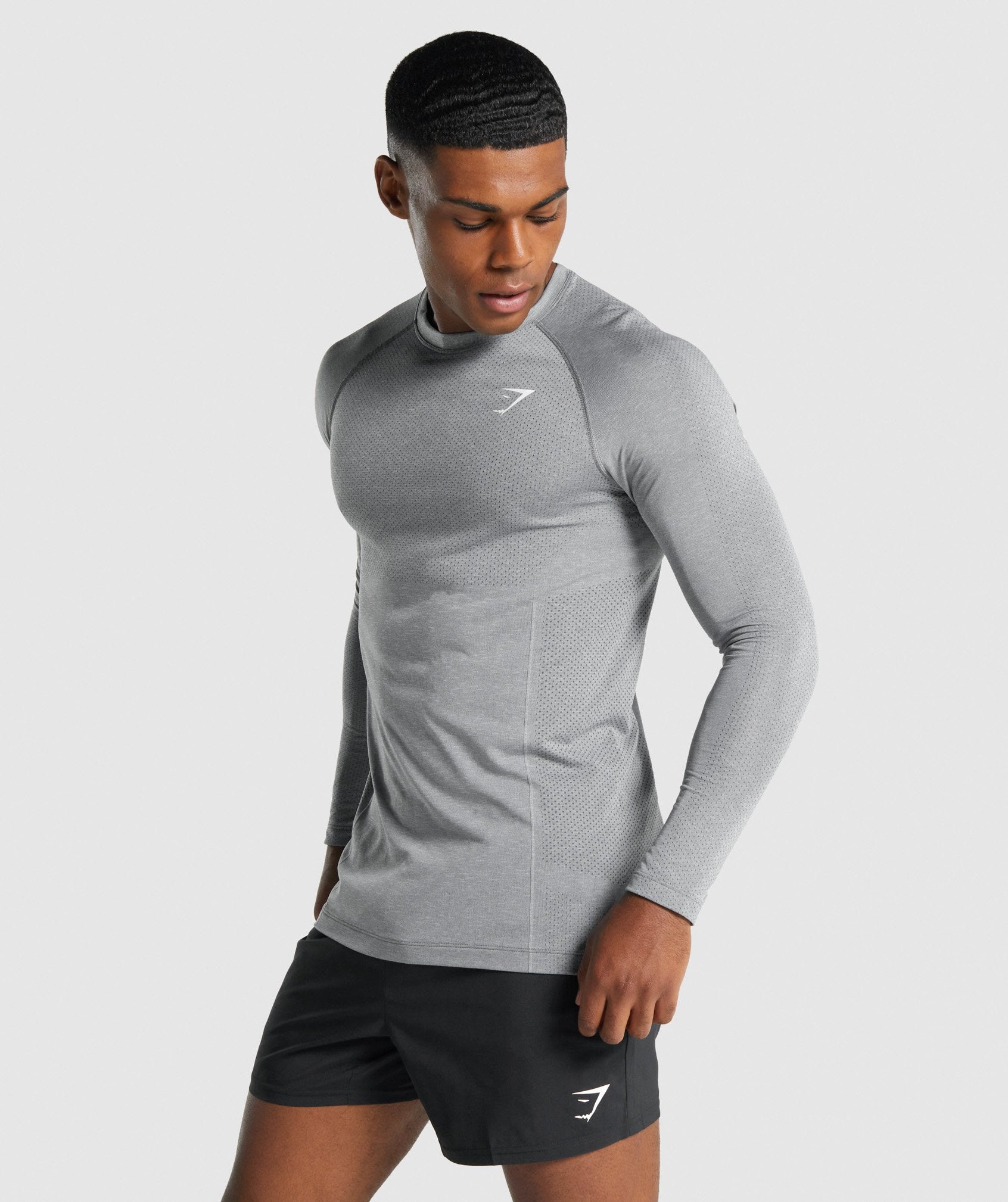 Camiseta Gymshark Vital Light Seamless Long Sleeve Hombre Gris | 5738109-ON