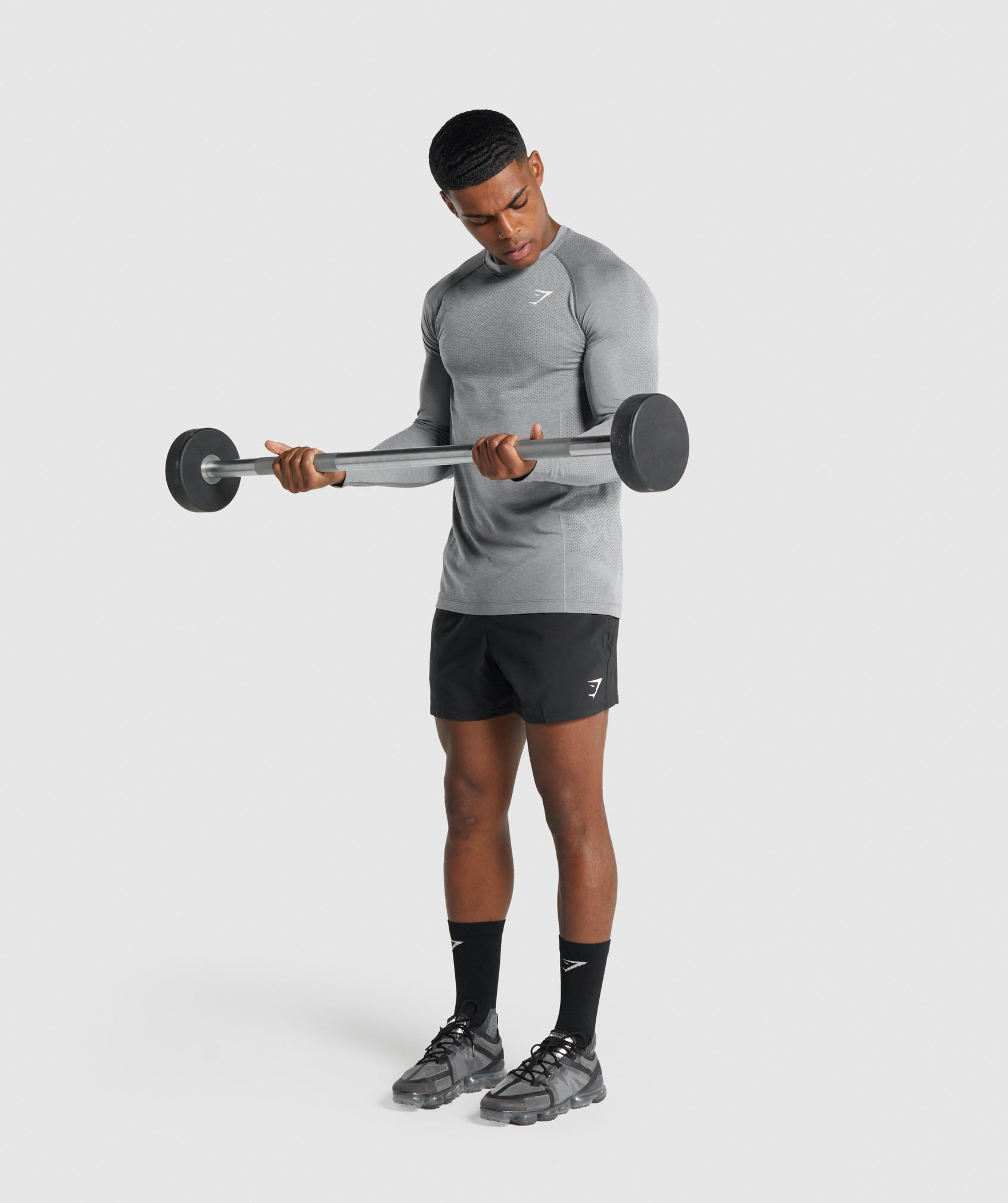 Camiseta Gymshark Vital Light Seamless Long Sleeve Hombre Gris | 5738109-ON