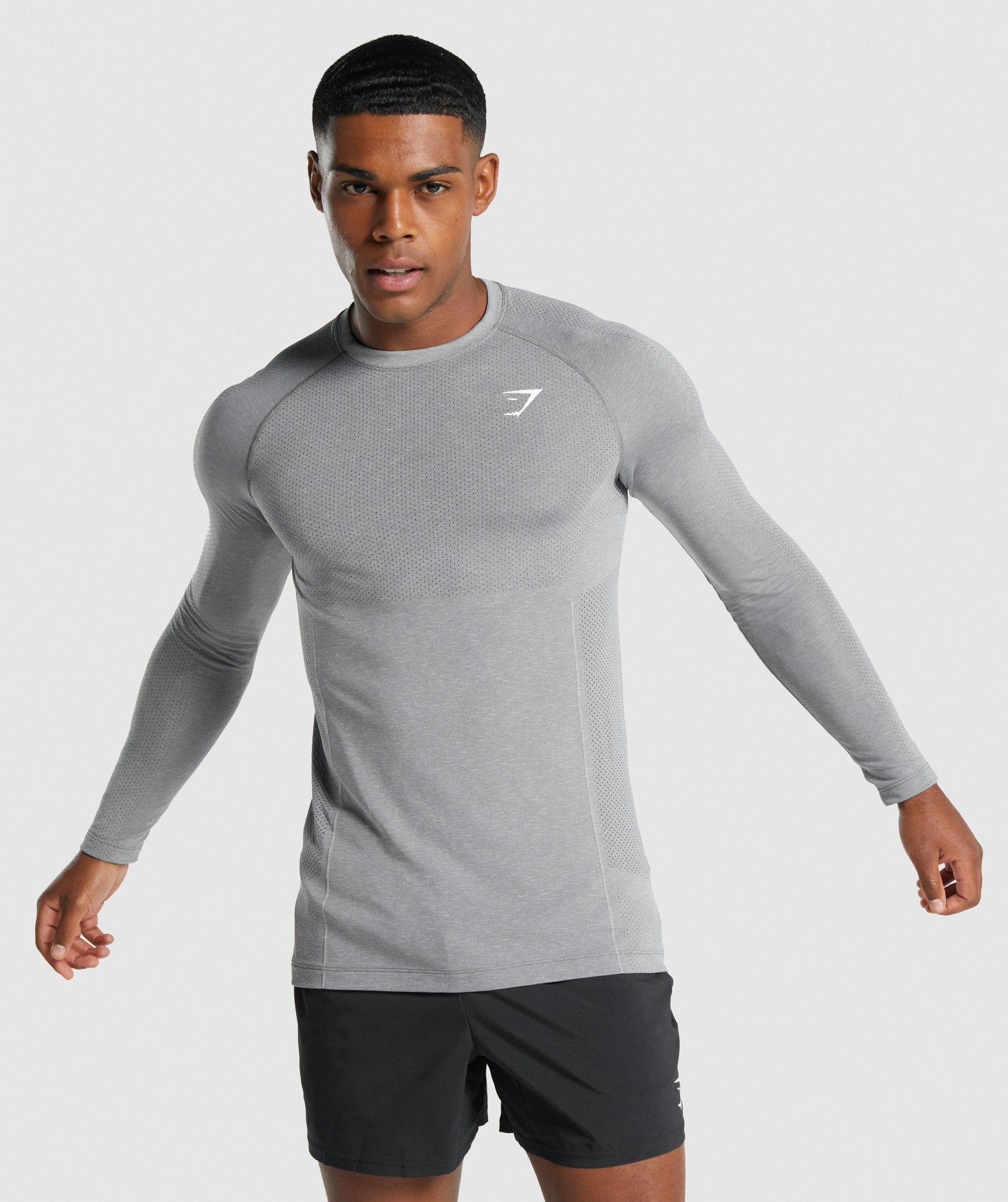 Camiseta Gymshark Vital Light Seamless Long Sleeve Hombre Gris | 5738109-ON