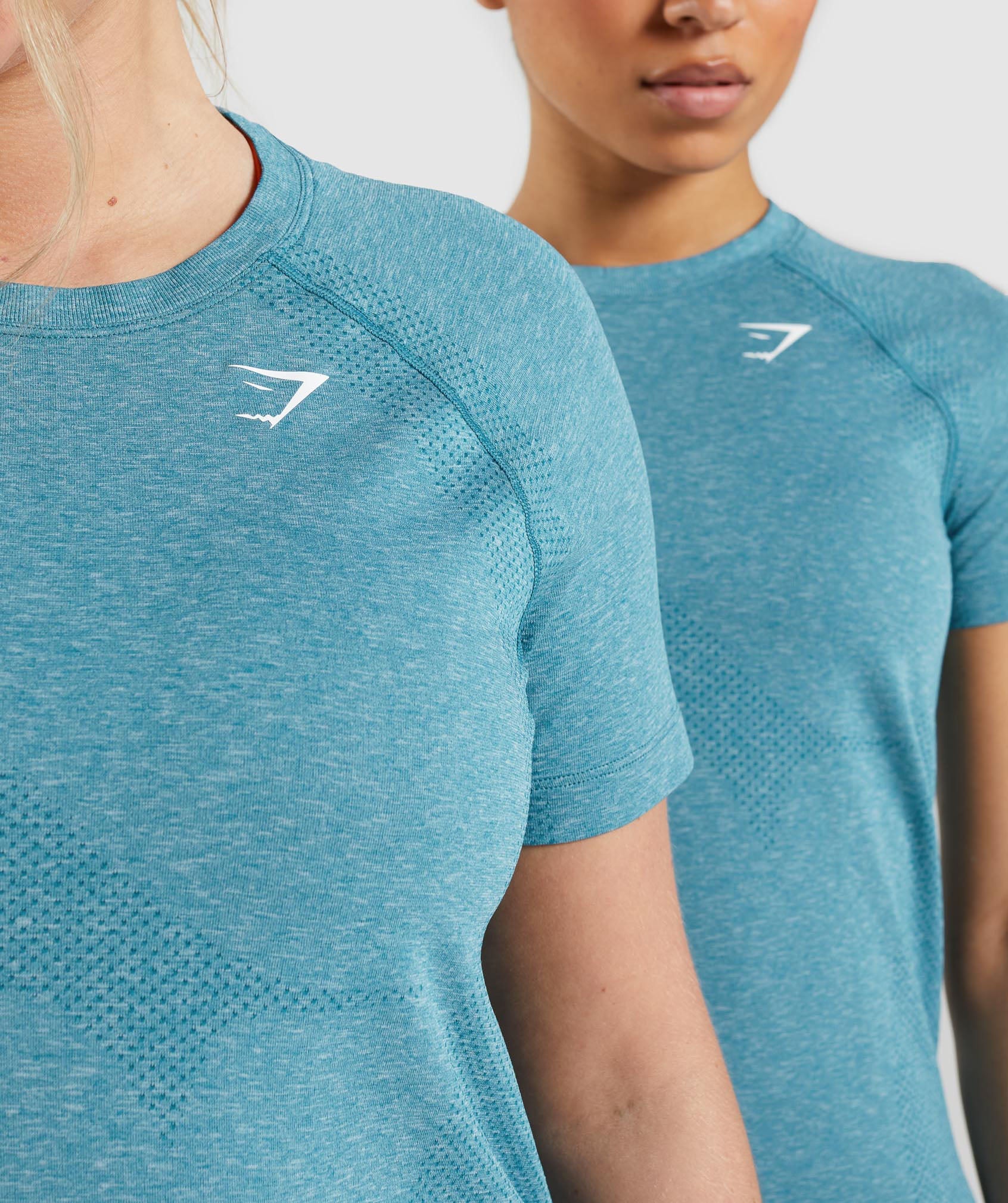 Camiseta Gymshark Vital Seamless 2.0 Light Mujer Turquesa | 7102634-NI