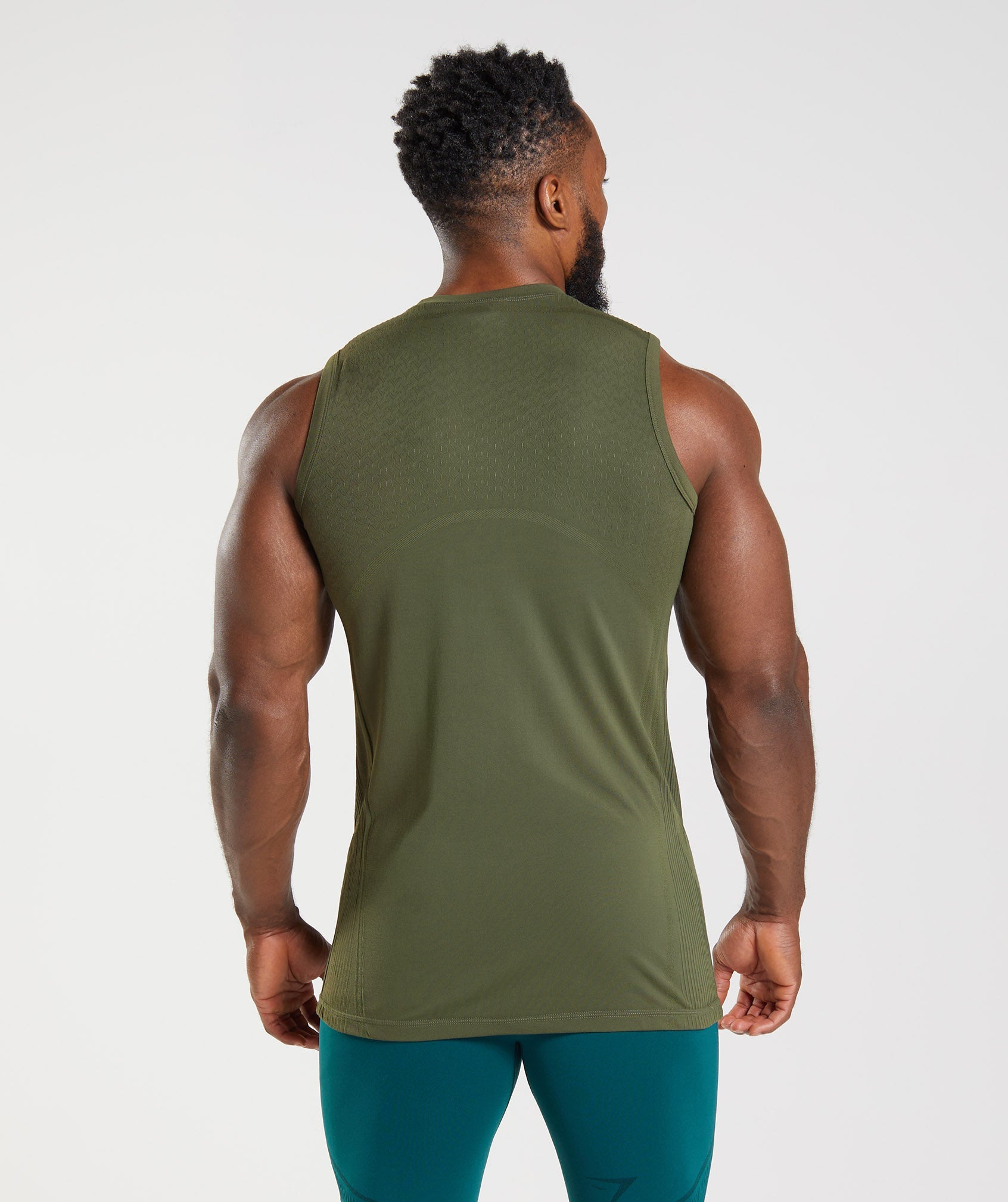 Camiseta Tirantes Gymshark 315 Seamless Hombre Verde Oliva | 0812534-OC