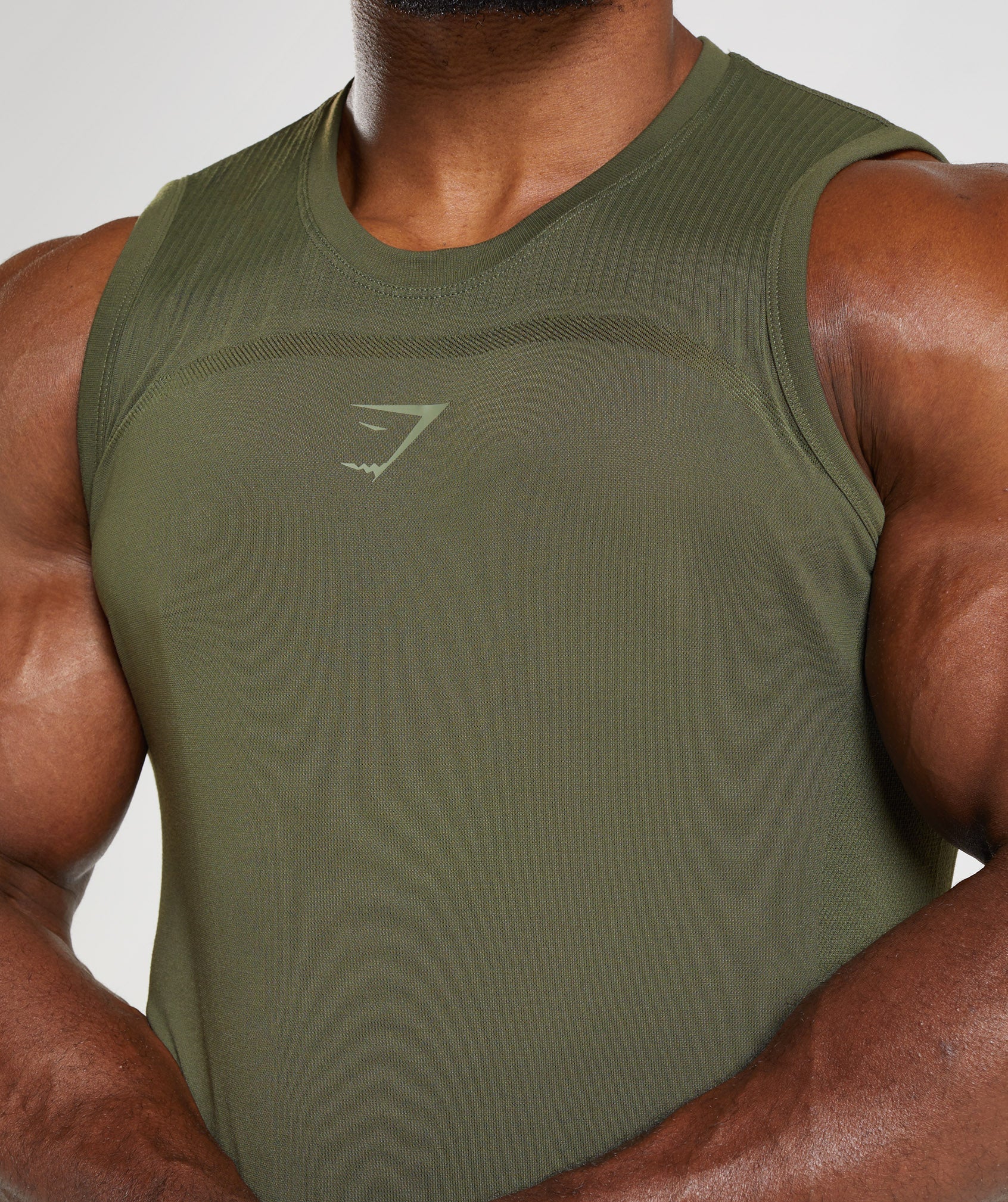 Camiseta Tirantes Gymshark 315 Seamless Hombre Verde Oliva | 0812534-OC