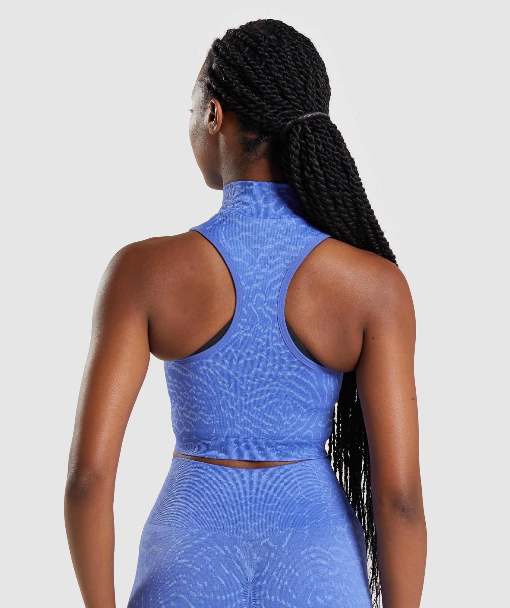 Camiseta Tirantes Gymshark Adapt Animal Seamless Crop 1/2 Zip Mujer Azules | 1034729-TF