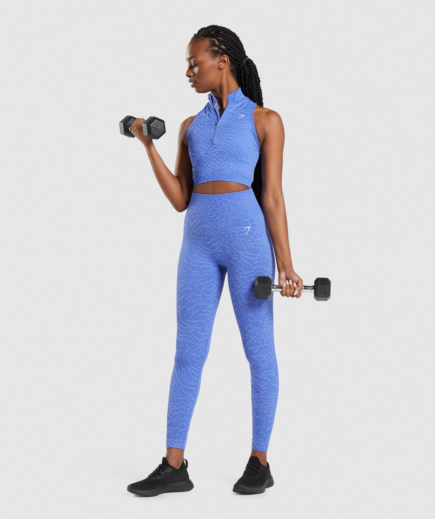 Camiseta Tirantes Gymshark Adapt Animal Seamless Crop 1/2 Zip Mujer Azules | 1034729-TF