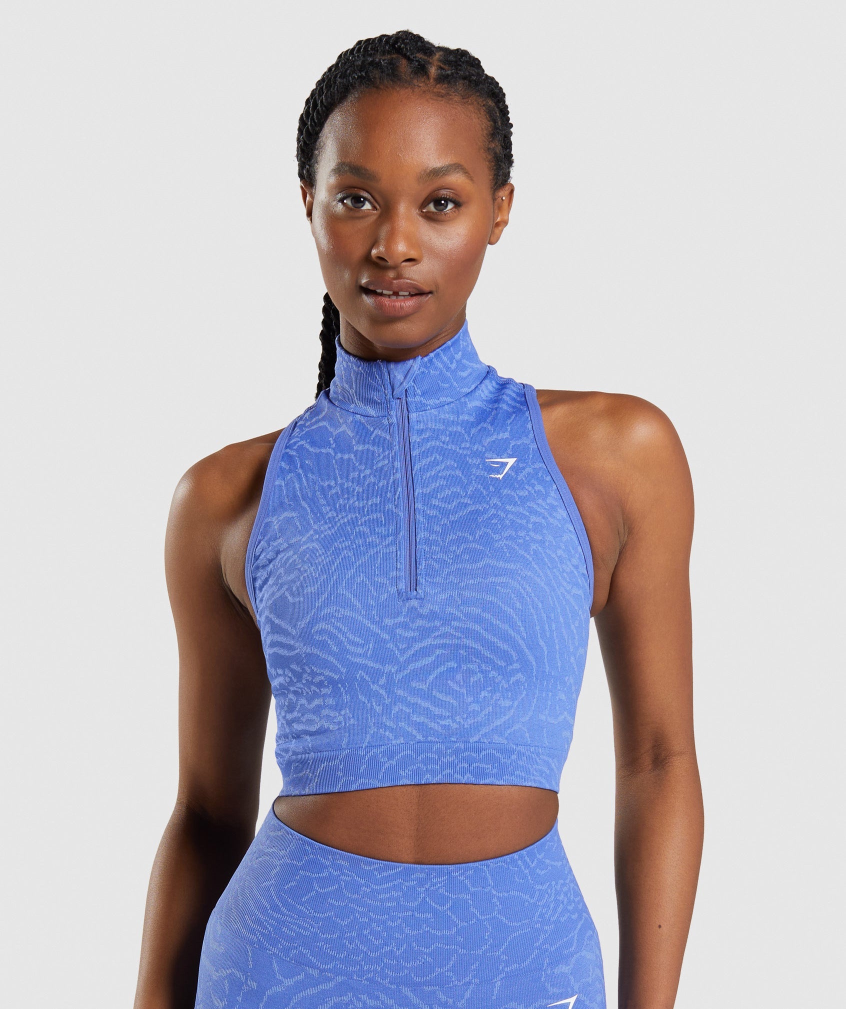 Camiseta Tirantes Gymshark Adapt Animal Seamless Crop 1/2 Zip Mujer Azules | 1034729-TF