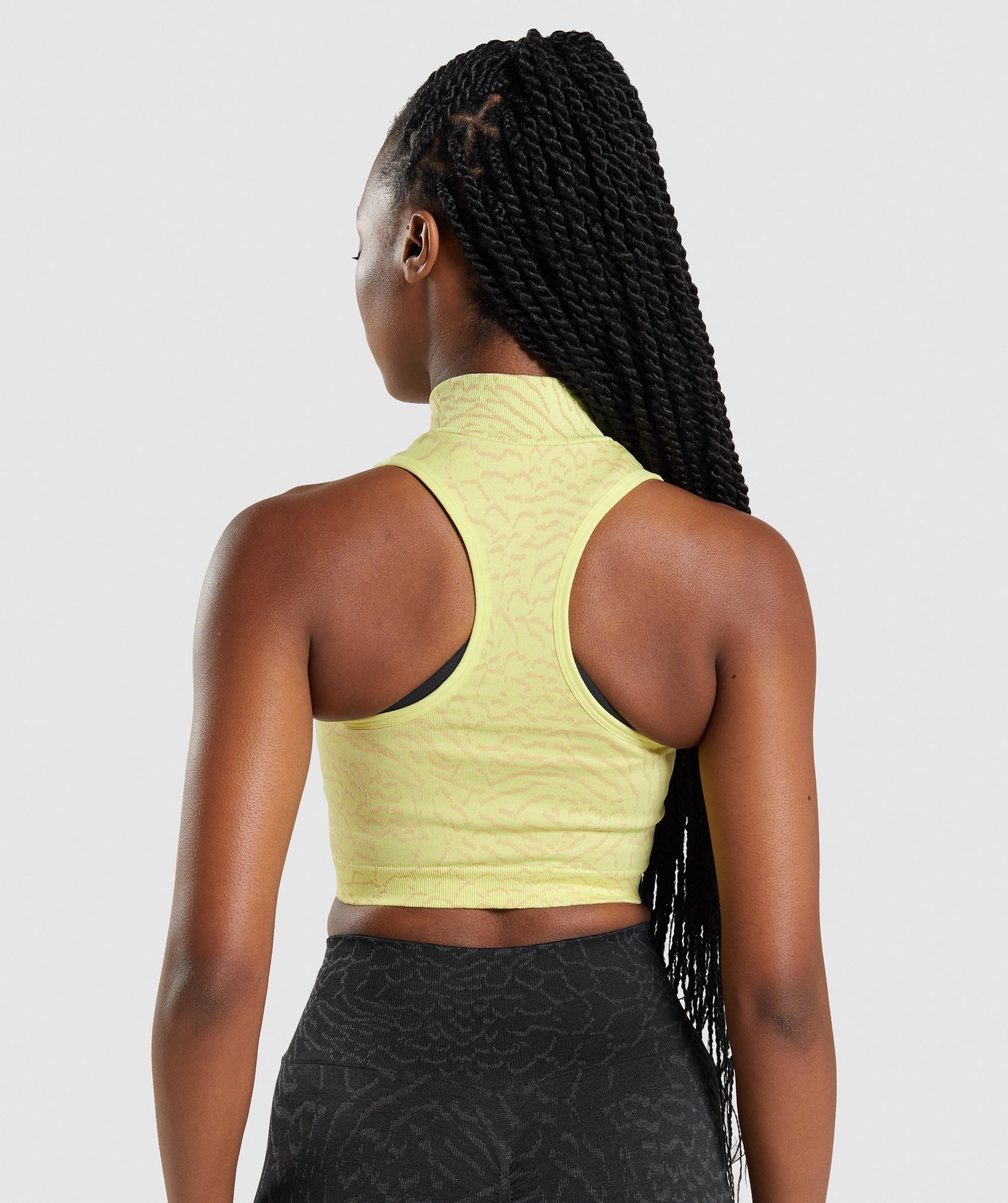 Camiseta Tirantes Gymshark Adapt Animal Seamless Crop 1/2 Zip Mujer Amarillo | 9742603-AZ