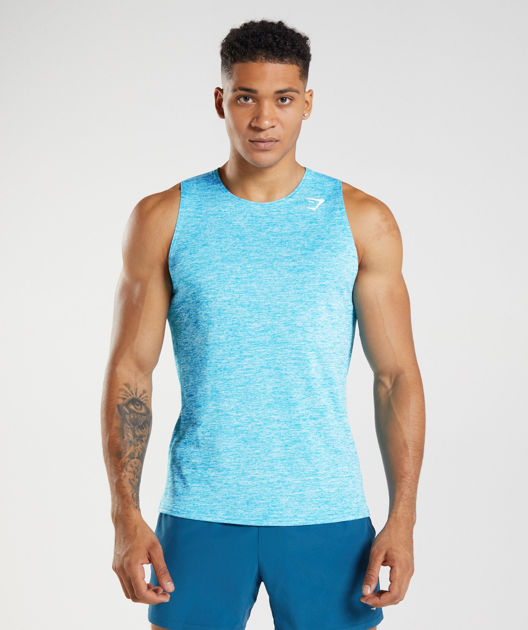 Camiseta Tirantes Gymshark Arrival Slim Marl Hombre Turquesa | 2745160-DA