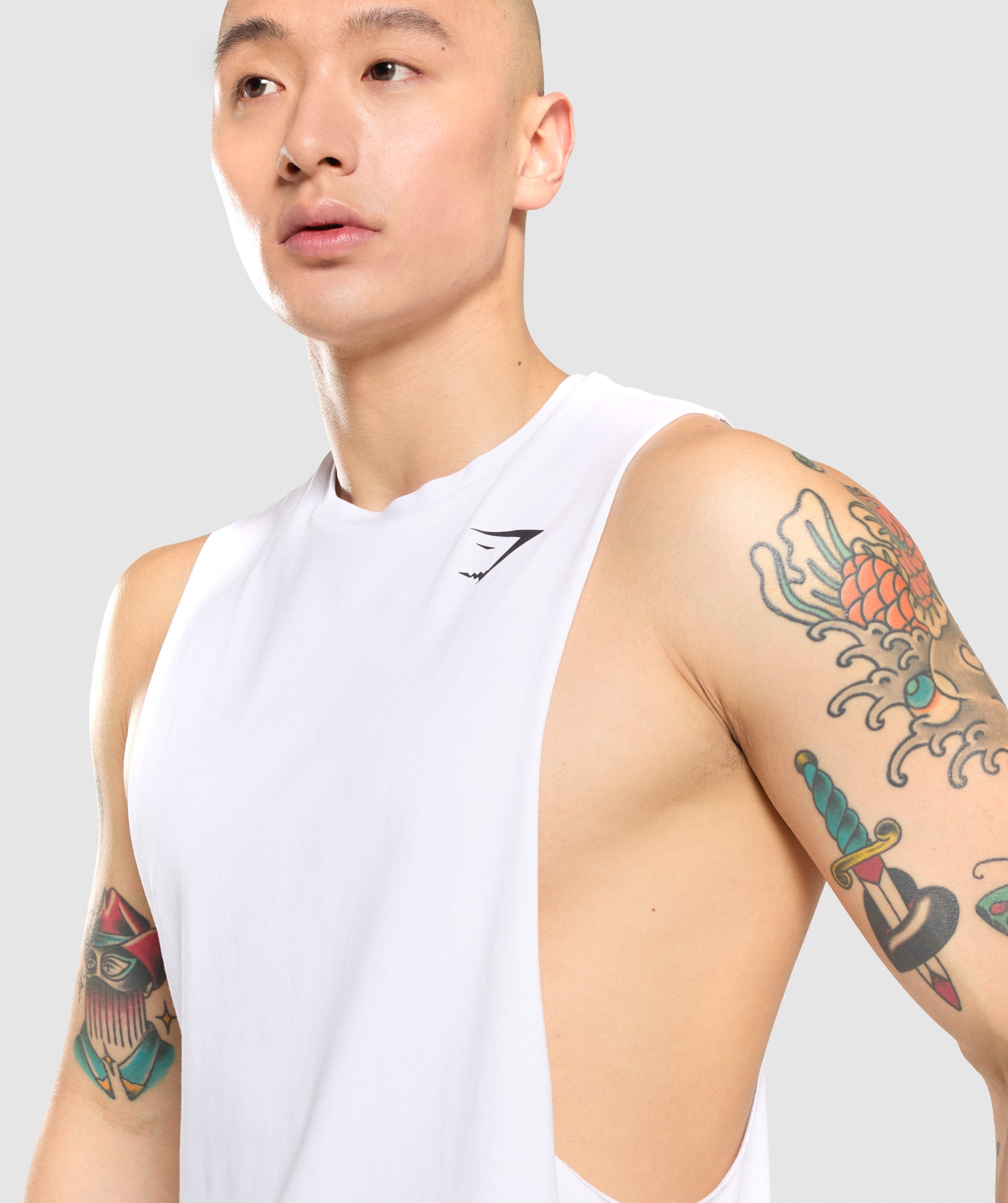 Camiseta Tirantes Gymshark Critical Drop Arm Hombre Blancas | 1482753-DZ