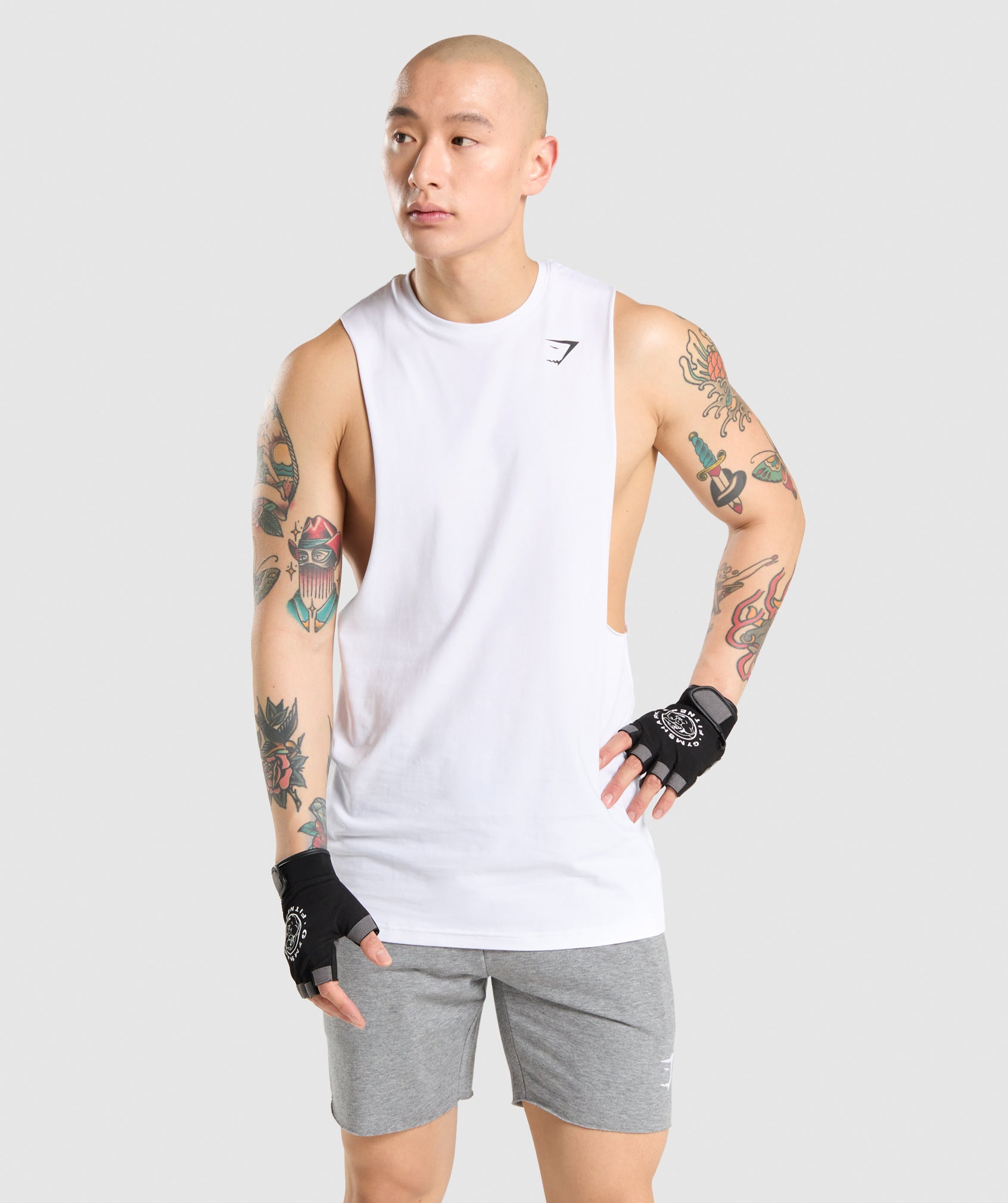 Camiseta Tirantes Gymshark Critical Drop Arm Hombre Blancas | 1482753-DZ