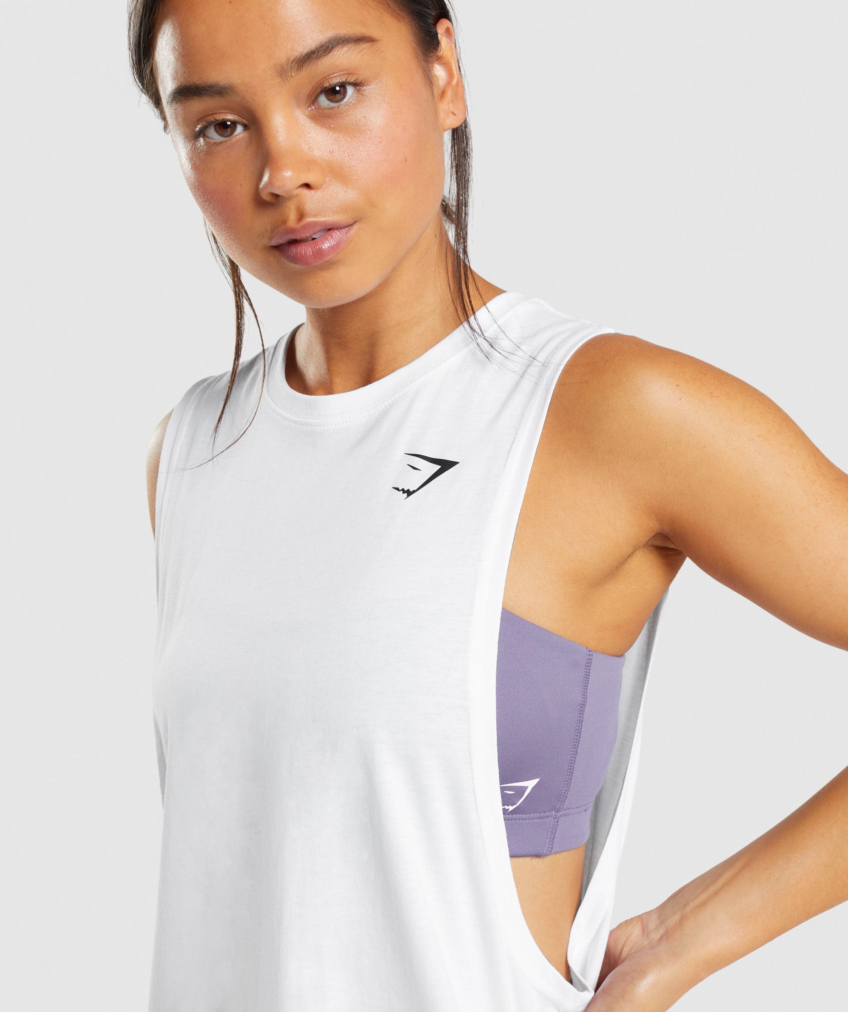 Camiseta Tirantes Gymshark Entrenamiento Drop Arm Mujer Blancas | 6380142-QY