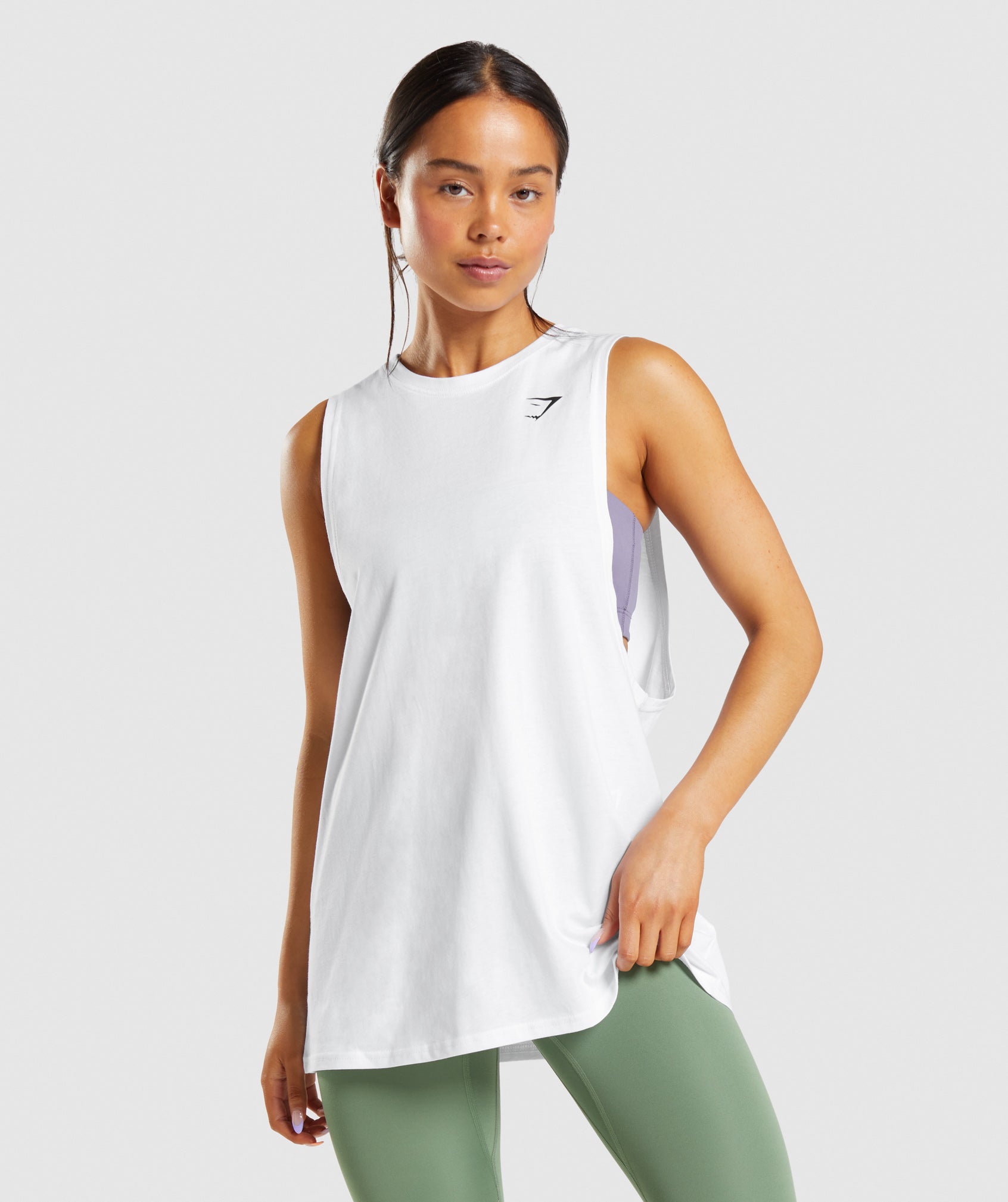 Camiseta Tirantes Gymshark Entrenamiento Drop Arm Mujer Blancas | 6380142-QY