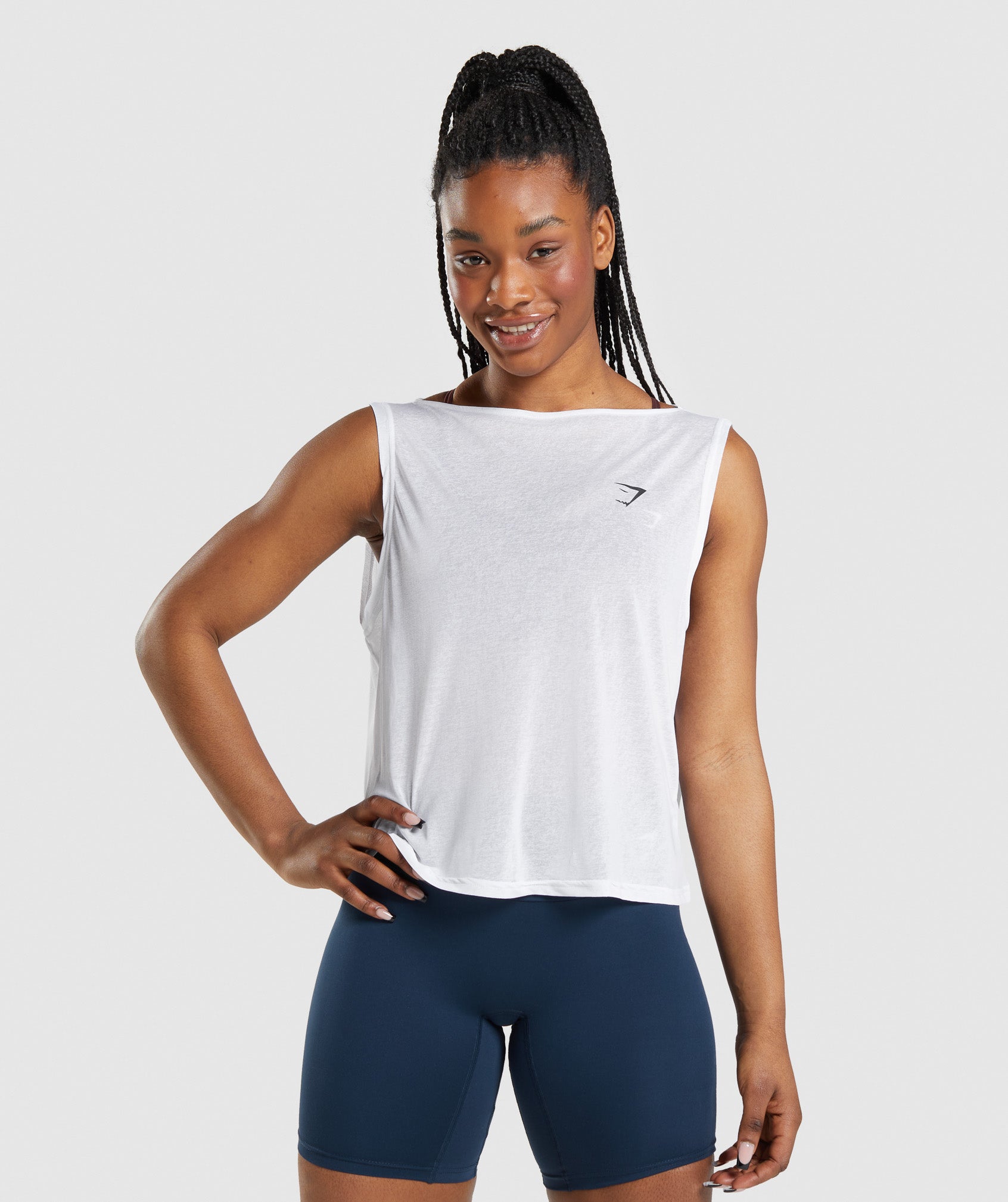 Camiseta Tirantes Gymshark Entrenamiento Oversized Mujer Blancas | 8690125-GI