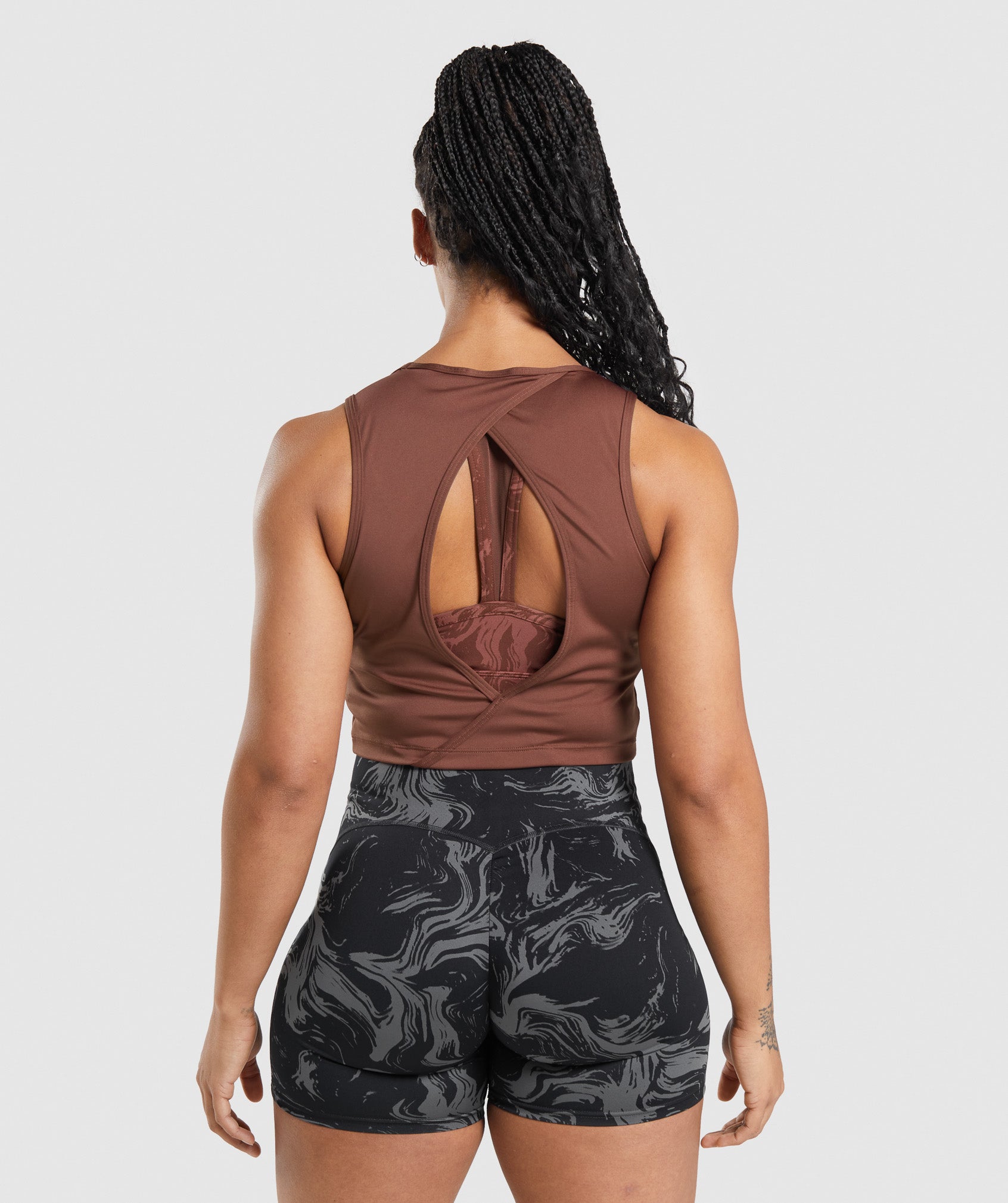 Camiseta Tirantes Gymshark GS Power Open Back Cropped Mujer Marrones | 4307281-LS