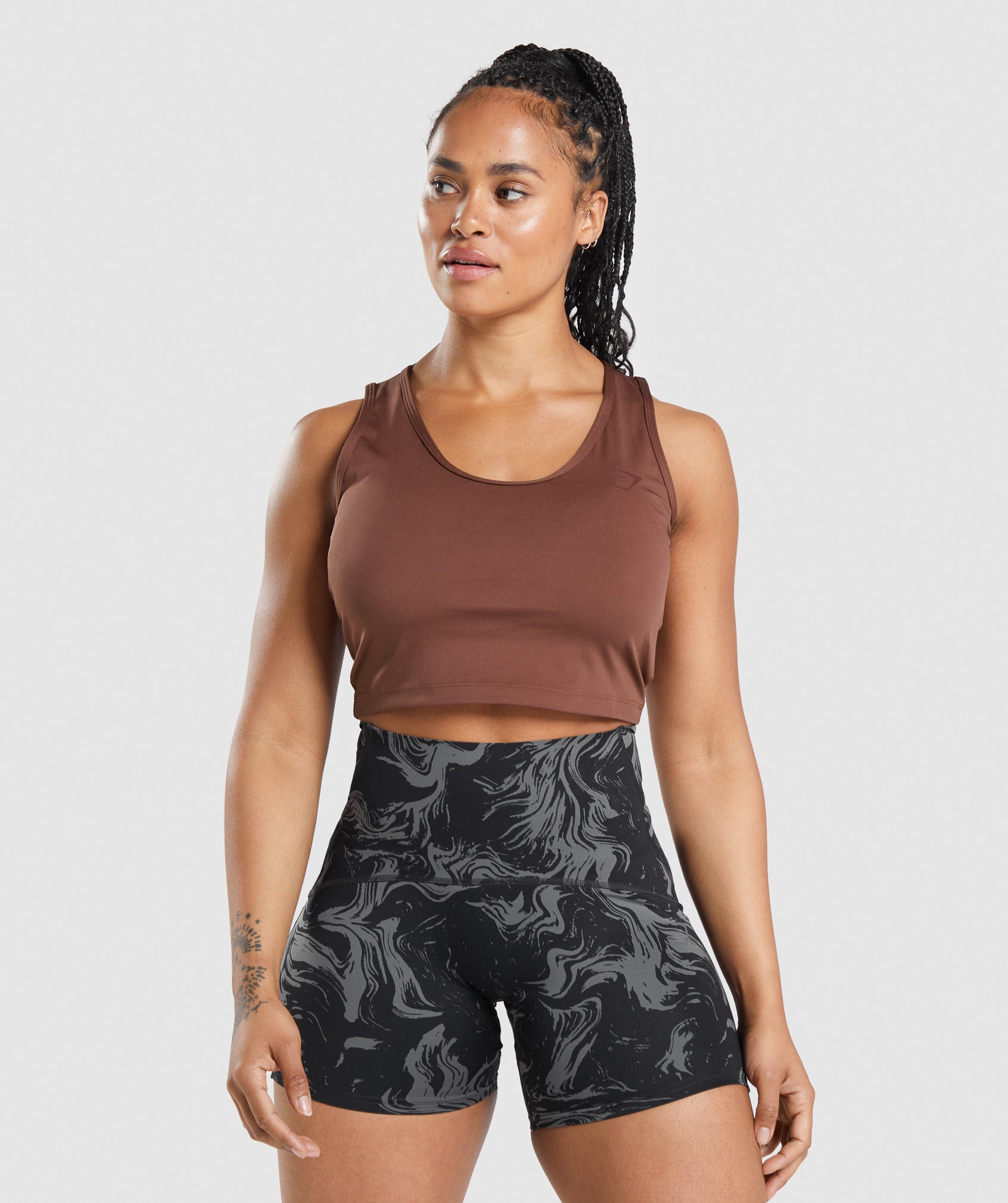 Camiseta Tirantes Gymshark GS Power Open Back Cropped Mujer Marrones | 4307281-LS