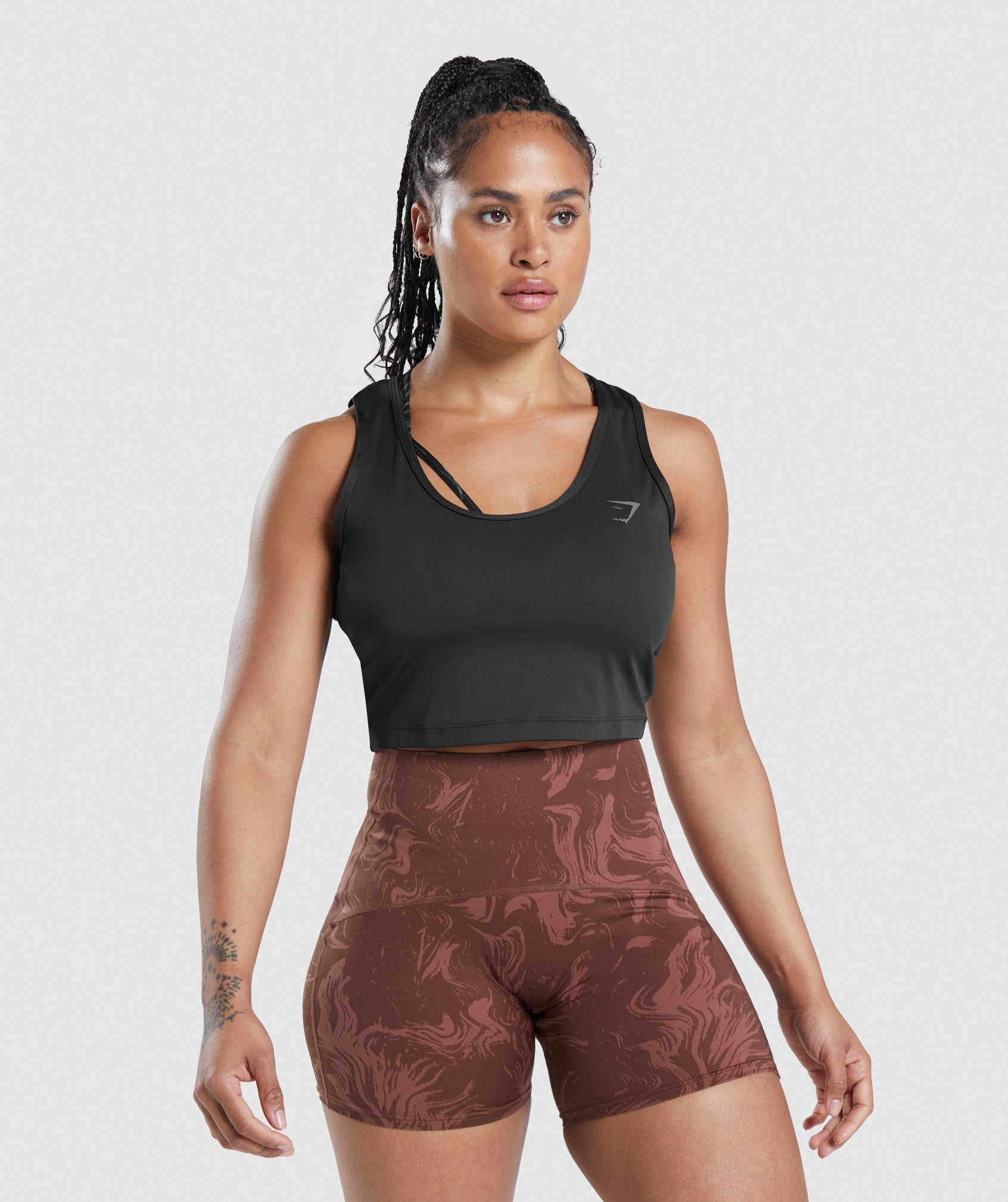 Camiseta Tirantes Gymshark GS Power Open Back Cropped Mujer Negras | 6352970-ZI