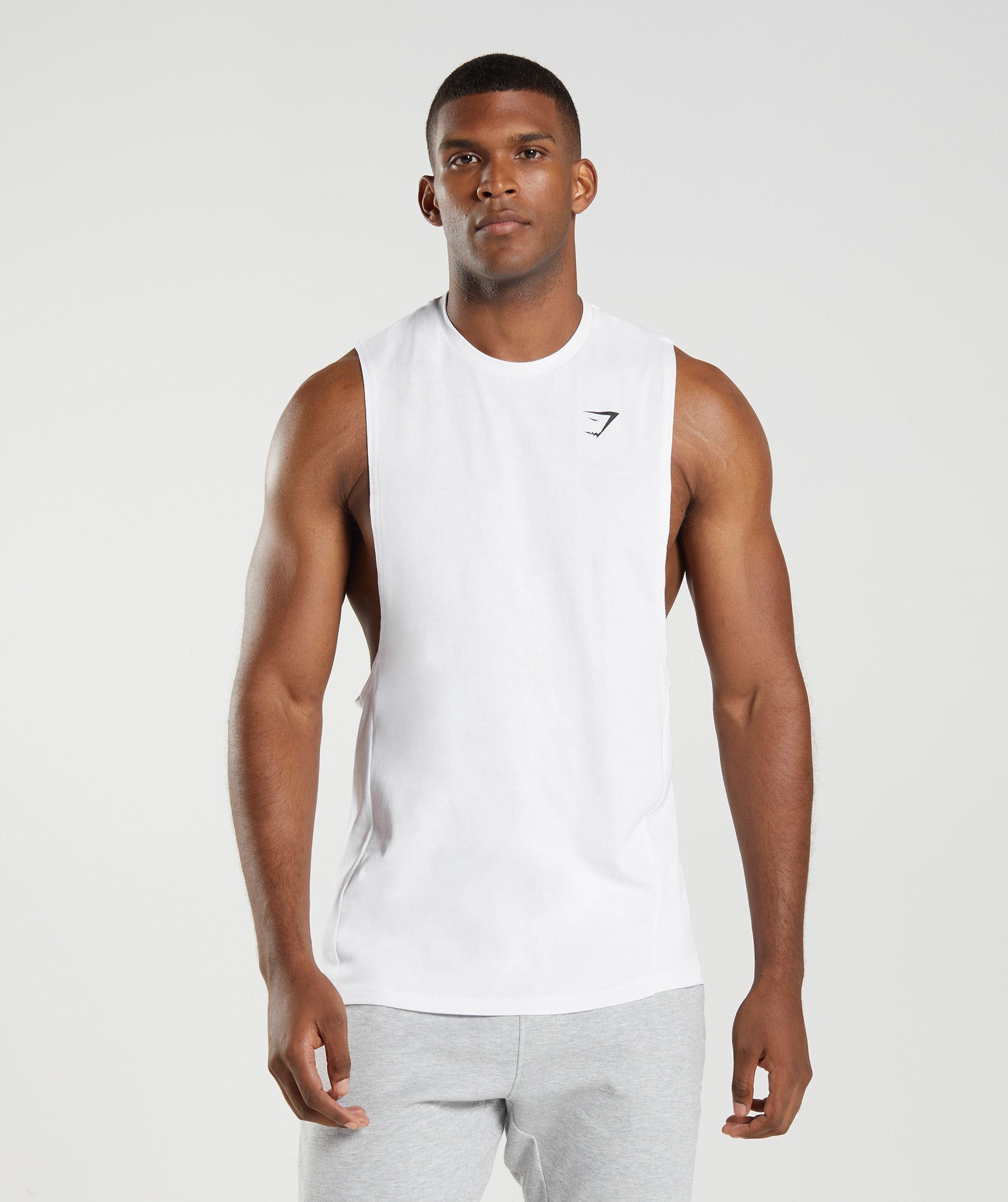 Camiseta Tirantes Gymshark React Drop Arm Hombre Blancas | 0248935-GE