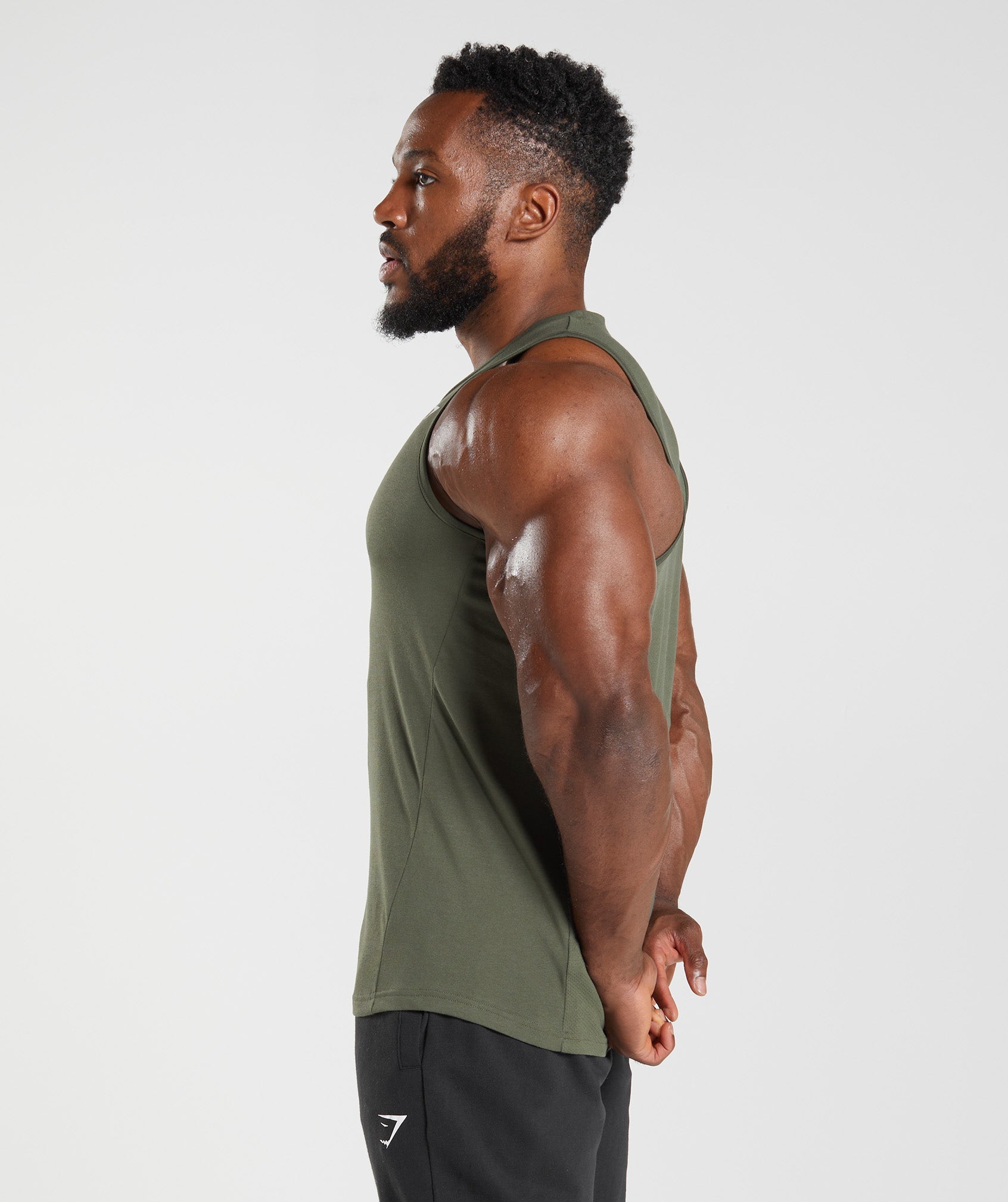 Camiseta Tirantes Gymshark React Hombre Verde Oliva | 1293670-MU