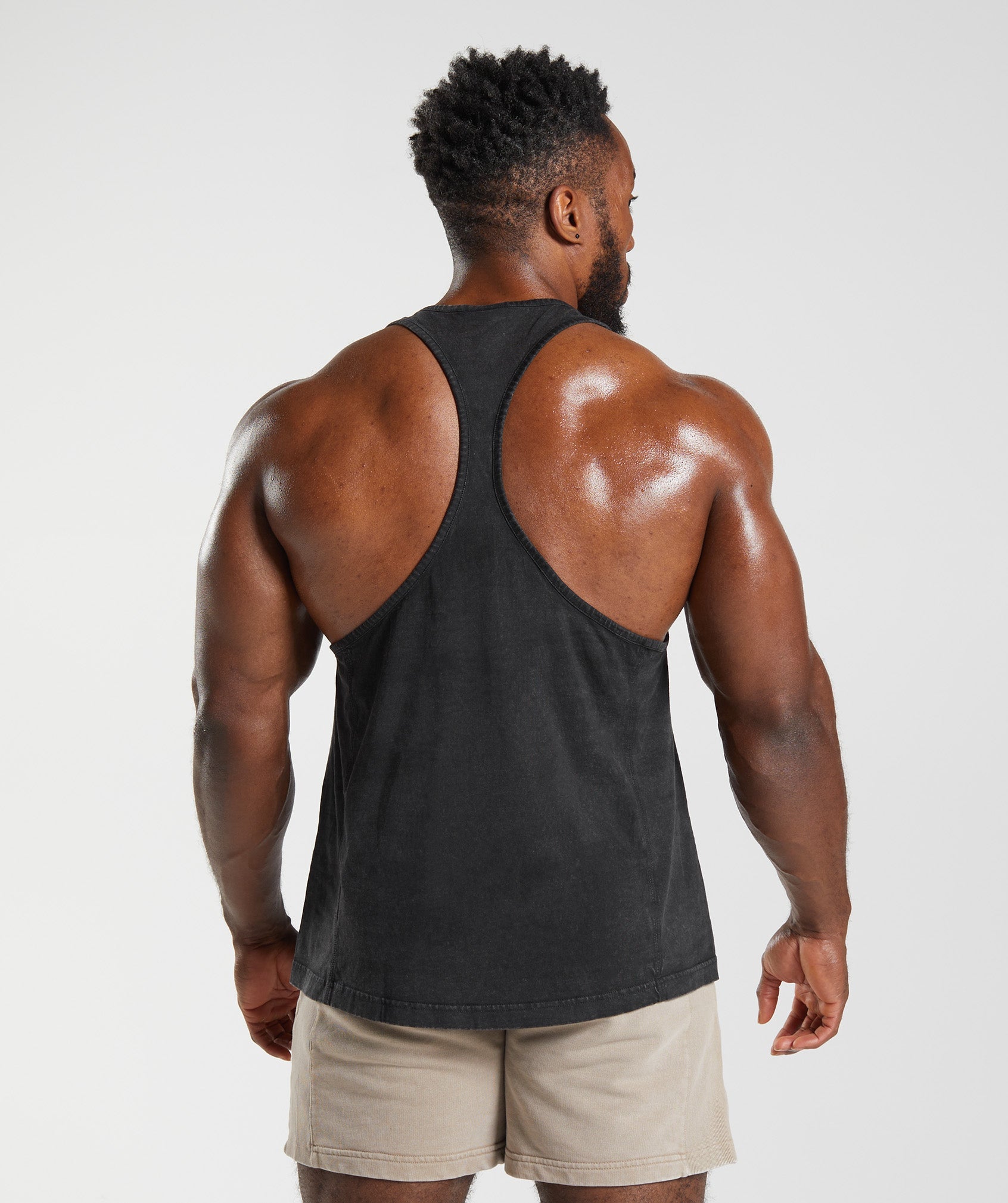 Chalecos Gymshark Power Washed Stringer Hombre Negras | 3769810-NY