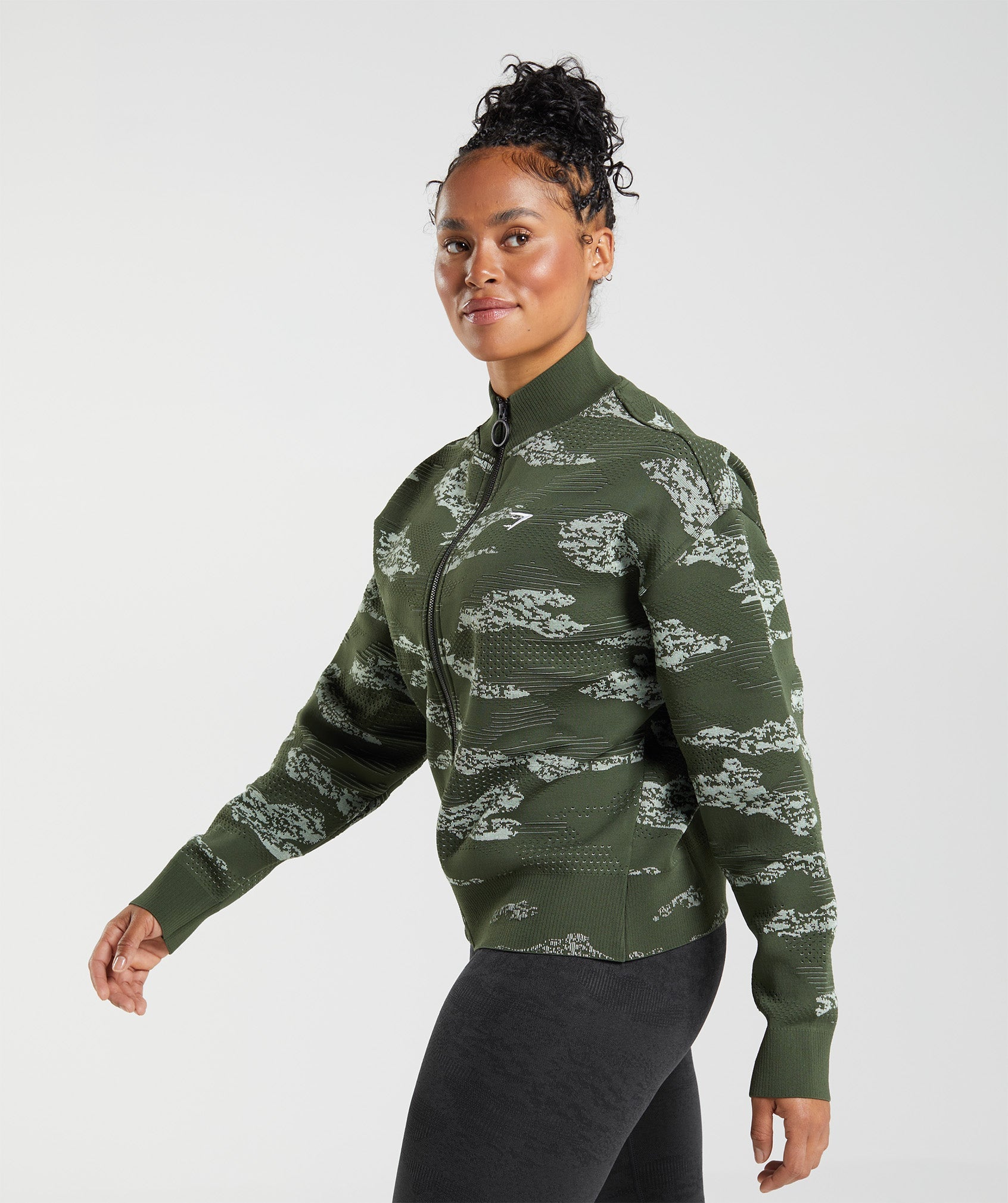 Chaquetas Gymshark Adapt Camo Seamless Pista Mujer Verde Oliva Verde | 2594108-BH