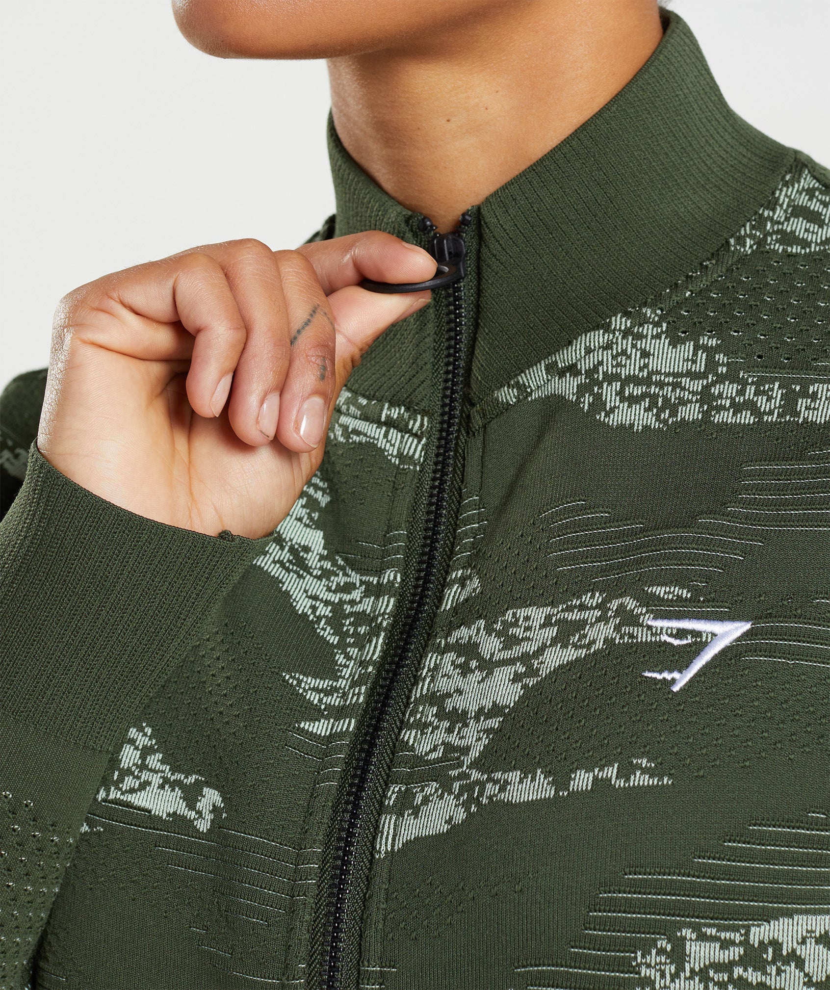 Chaquetas Gymshark Adapt Camo Seamless Pista Mujer Verde Oliva Verde | 2594108-BH