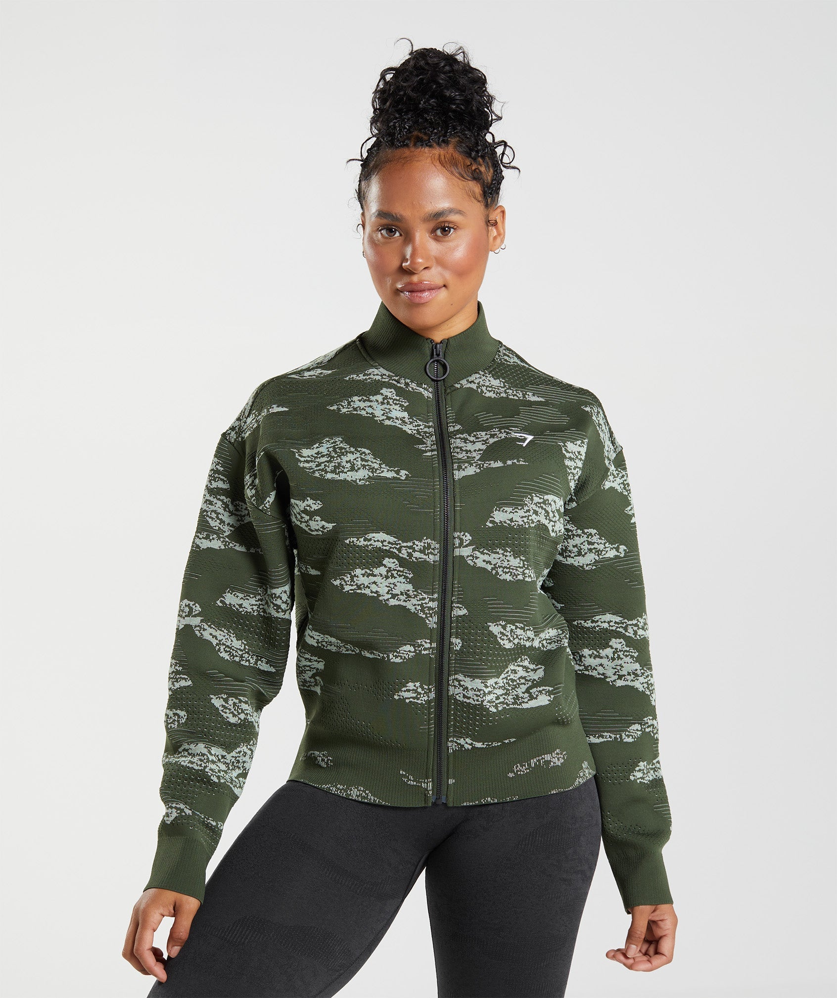 Chaquetas Gymshark Adapt Camo Seamless Pista Mujer Verde Oliva Verde | 2594108-BH