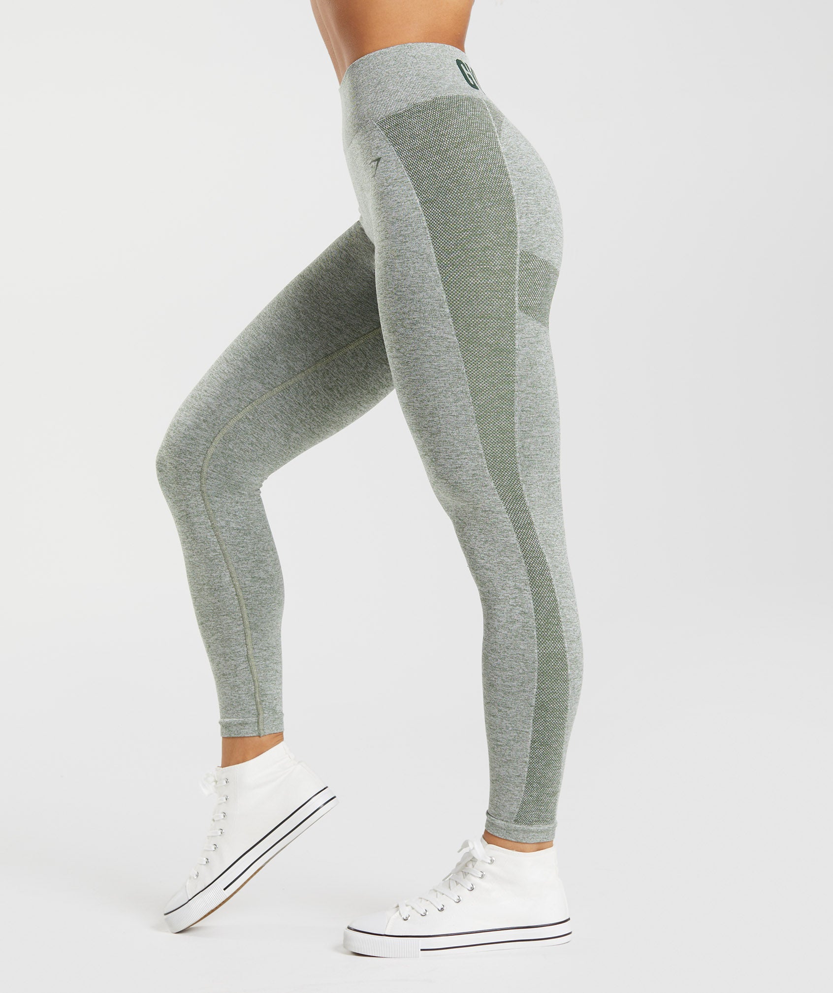 Leggins Gymshark Flex High Waisted Mujer Verde Blancas | 0462819-BY