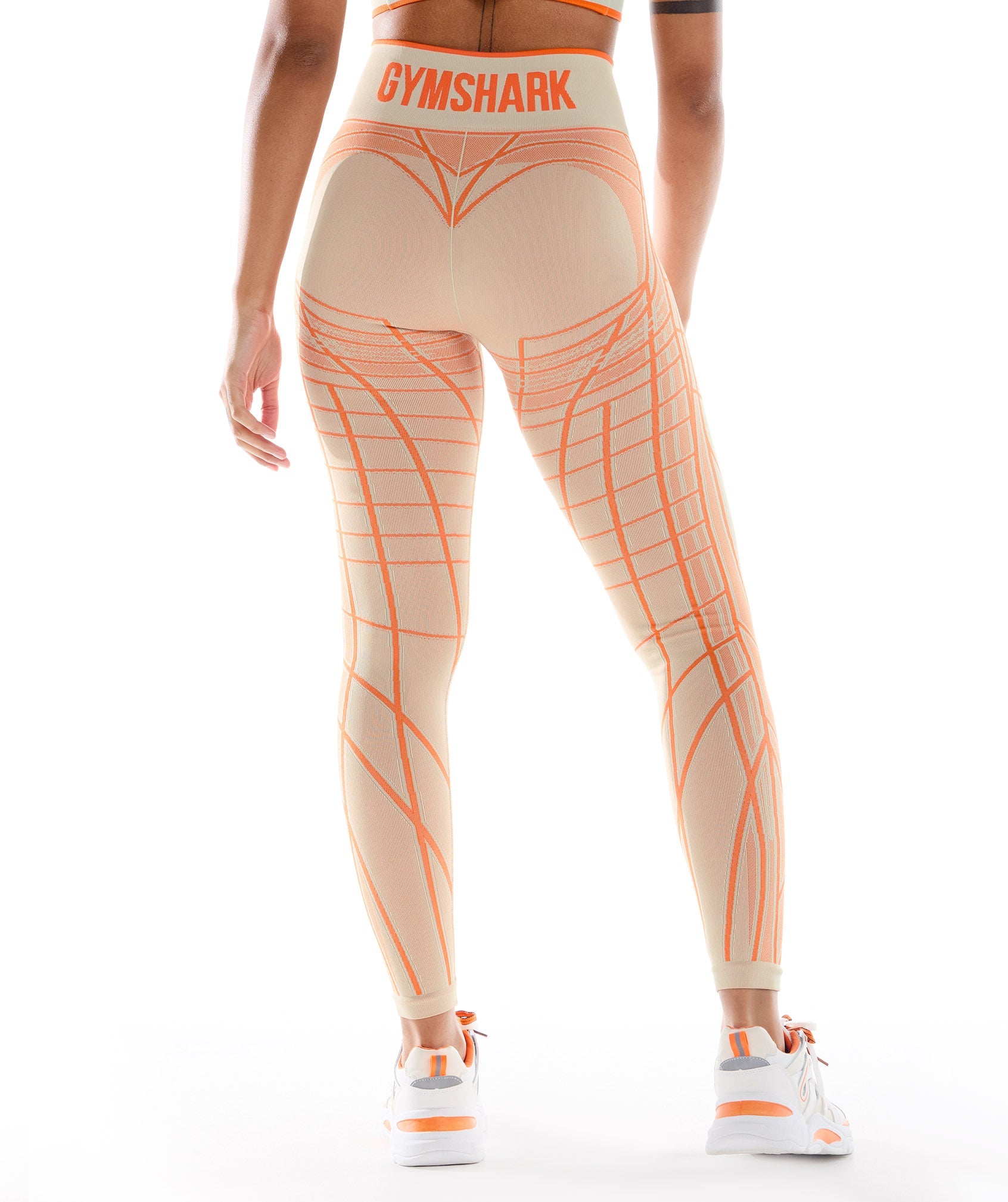 Leggins Gymshark Wtflex Linear Seamless Mujer Naranjas Blancas | 1508736-JT